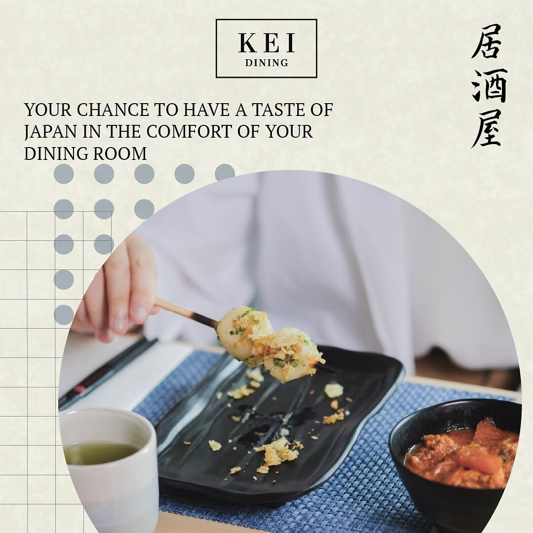 Your safety is our priorty. That's why we offer you to have the izakaya dining experience at home. It's your chance to have a taste of Japan in the comfort of your dining room. 

Contact us for more information.

#athomewithKEI
