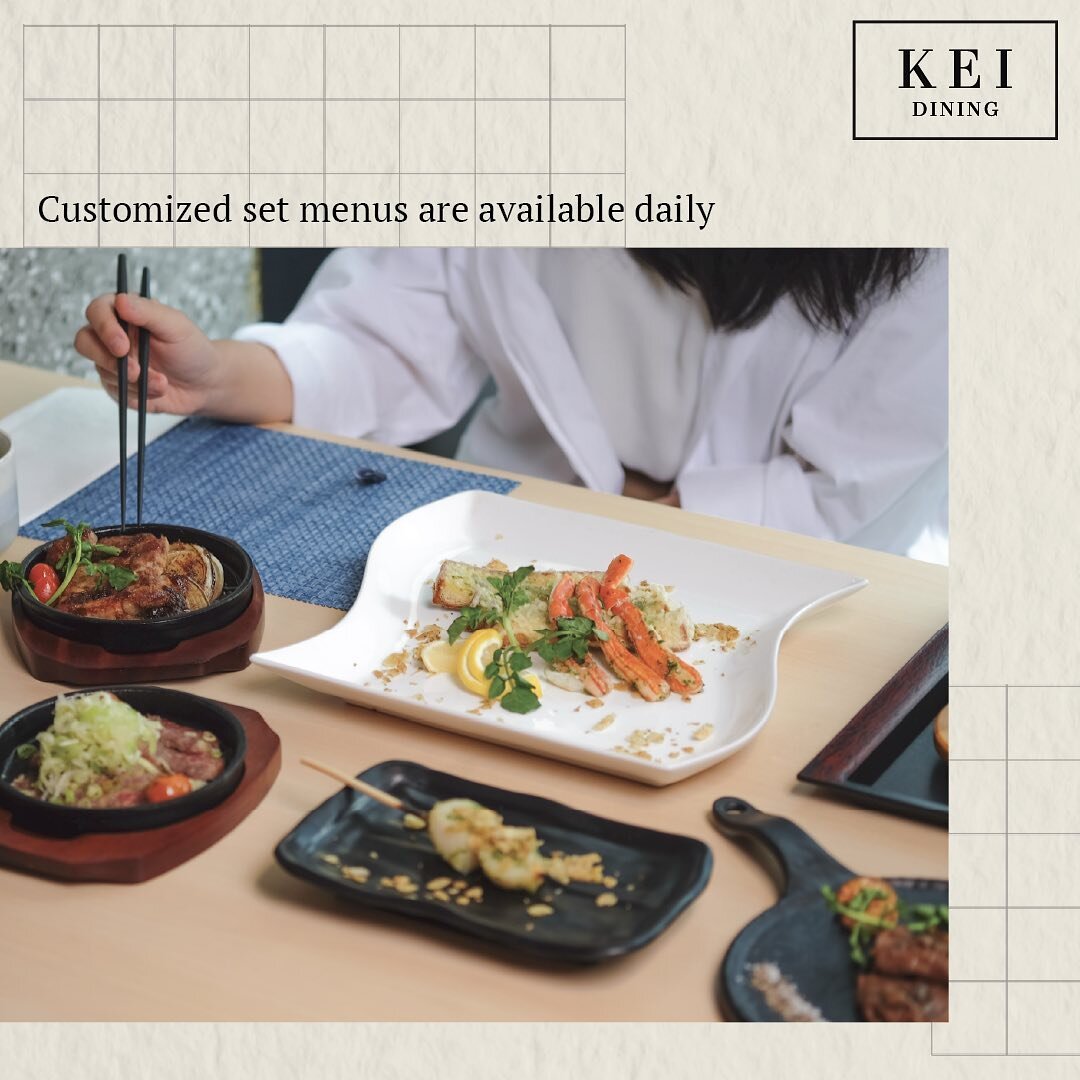 We have set menus that is customizable to match your personal palate. Available daily. 

#dinewithKEI