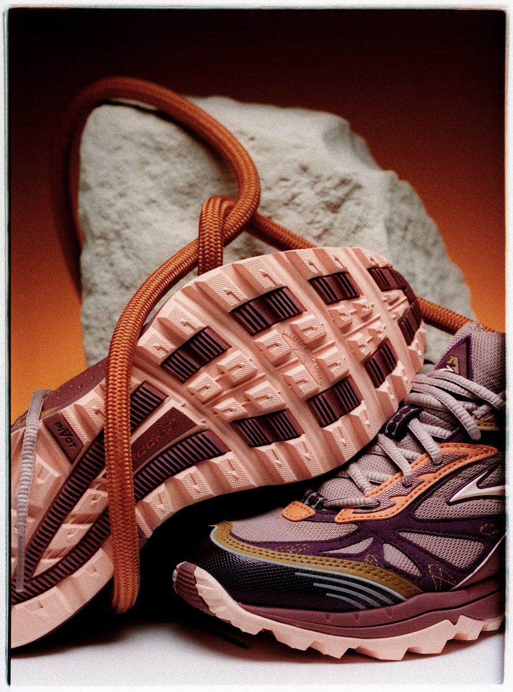 Brooks Cascadia 1 spring 26 color up with trail rock and climbing rope