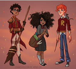 Golden Trio, "Harry Potter" fan art. (Photo by Loquacious Literature)