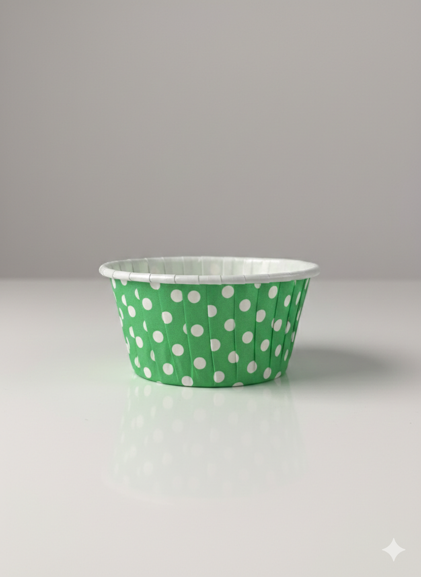 25 Caissettes à Cupcakes Vert à Pois Blancs - Moules à Muffins en Papier - Bleekcup’s