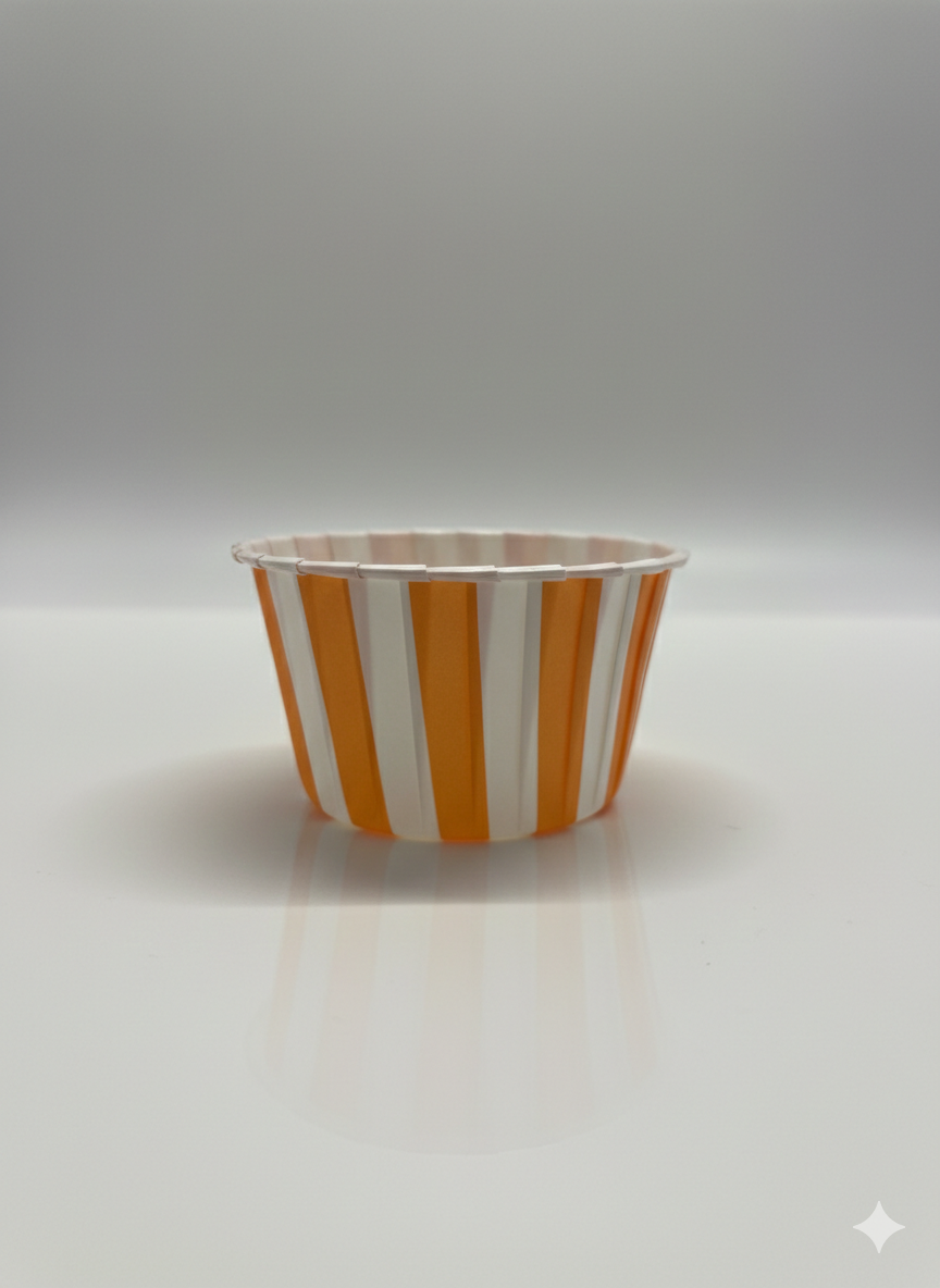 25 Caissettes à Cupcakes Rayées Orange et Blanc - Moules à Muffins en Papier - Bleekcup’s