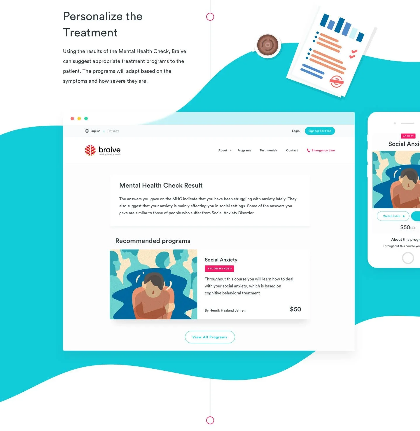 Thoughtfully designed illustrations that bring warmth and humanity to the digital therapy space.