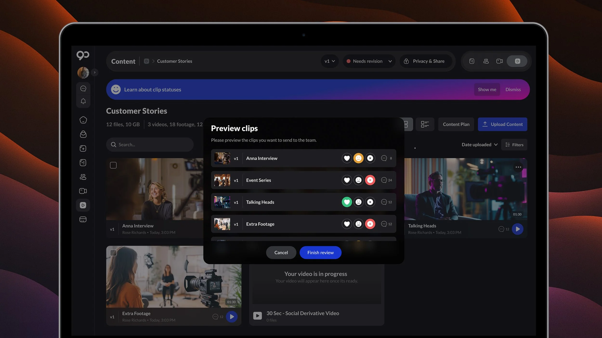 Quick reactions let teammates share first impressions instantly, speeding up reviews and making team communication more natural.