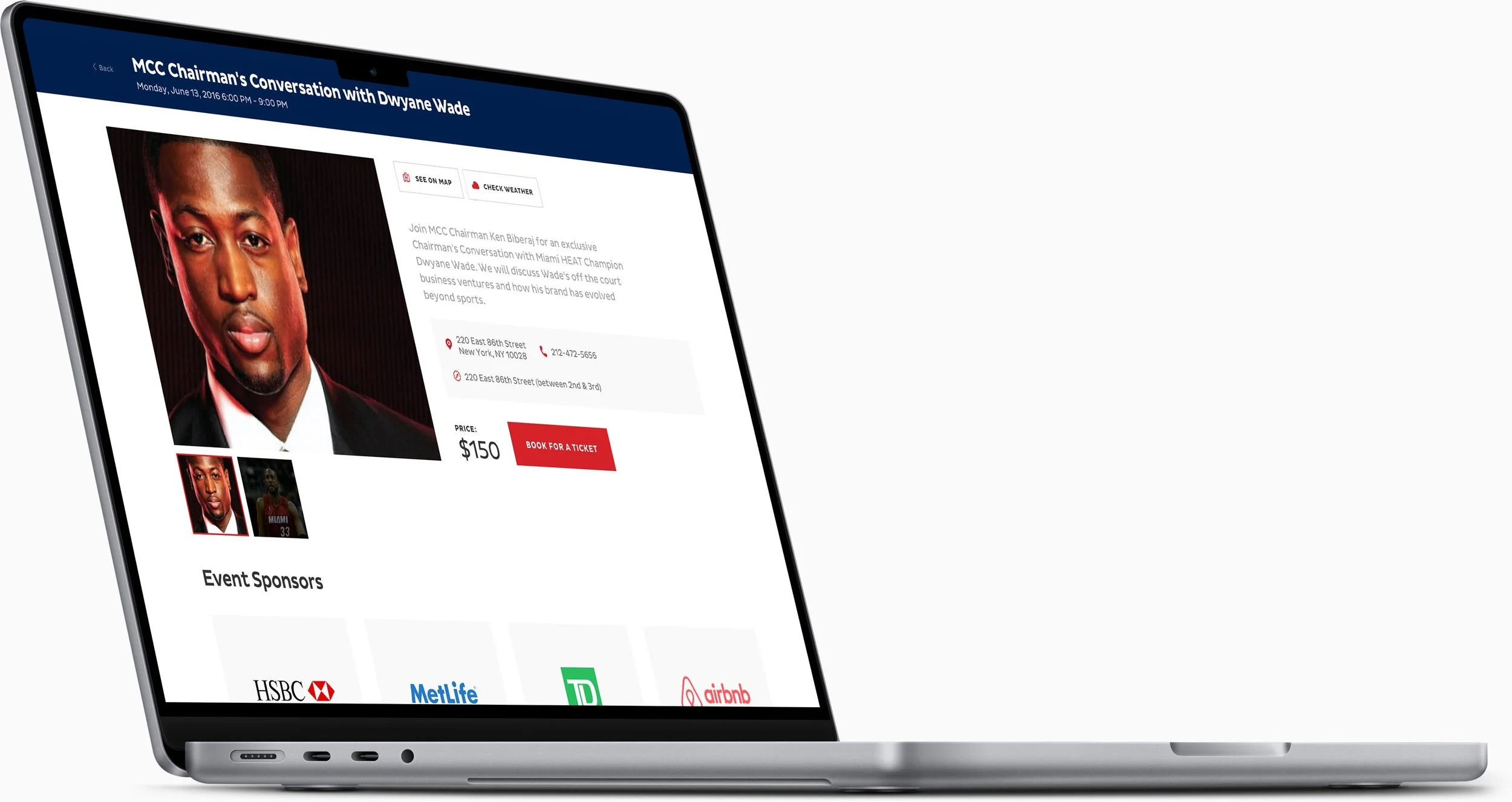 Balanced visual hierarchy between event details, ticketing and sponsor visibility to keep the layout both informative and commercial.