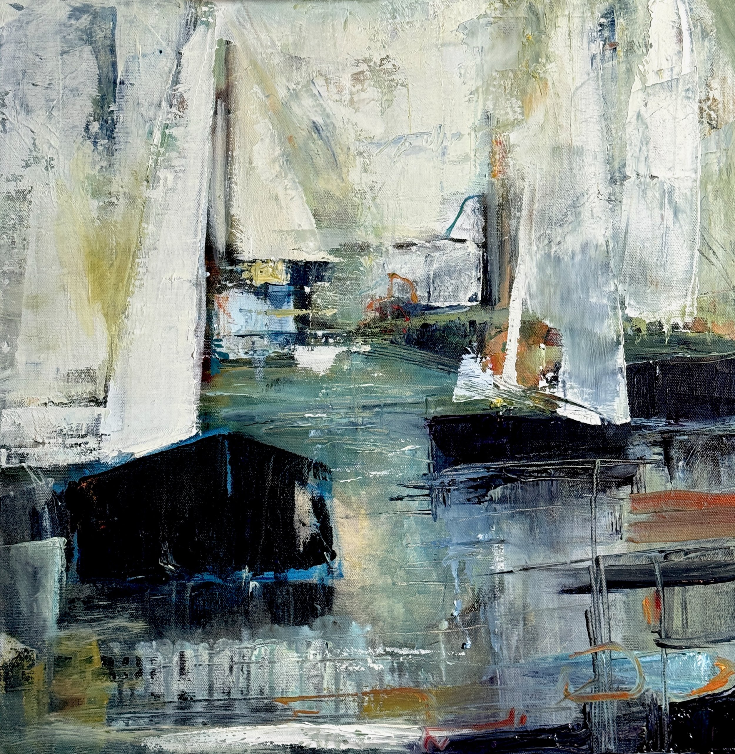 INLET NO.4, 50X50CM,MIXED MEDIA