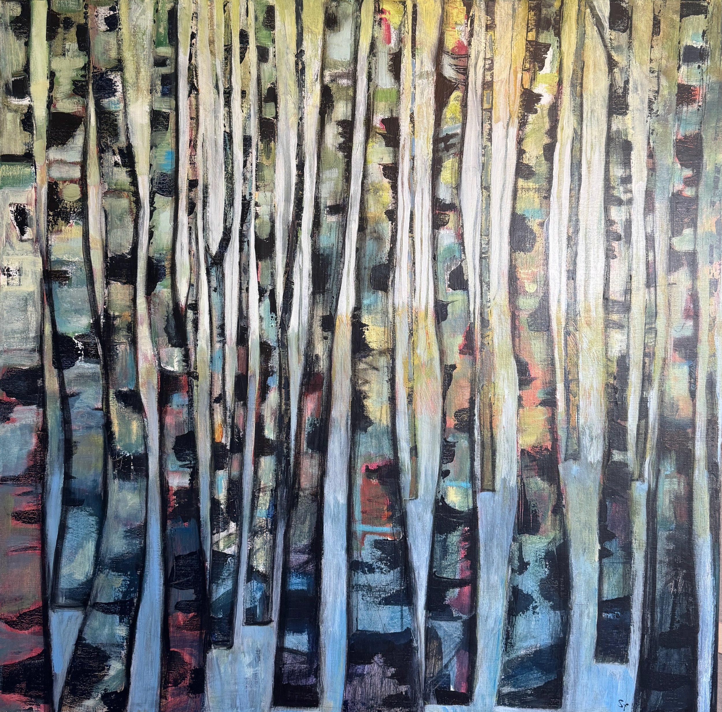 FOREST4, 100X100CM, MIXED MEDIA ON CANVAS