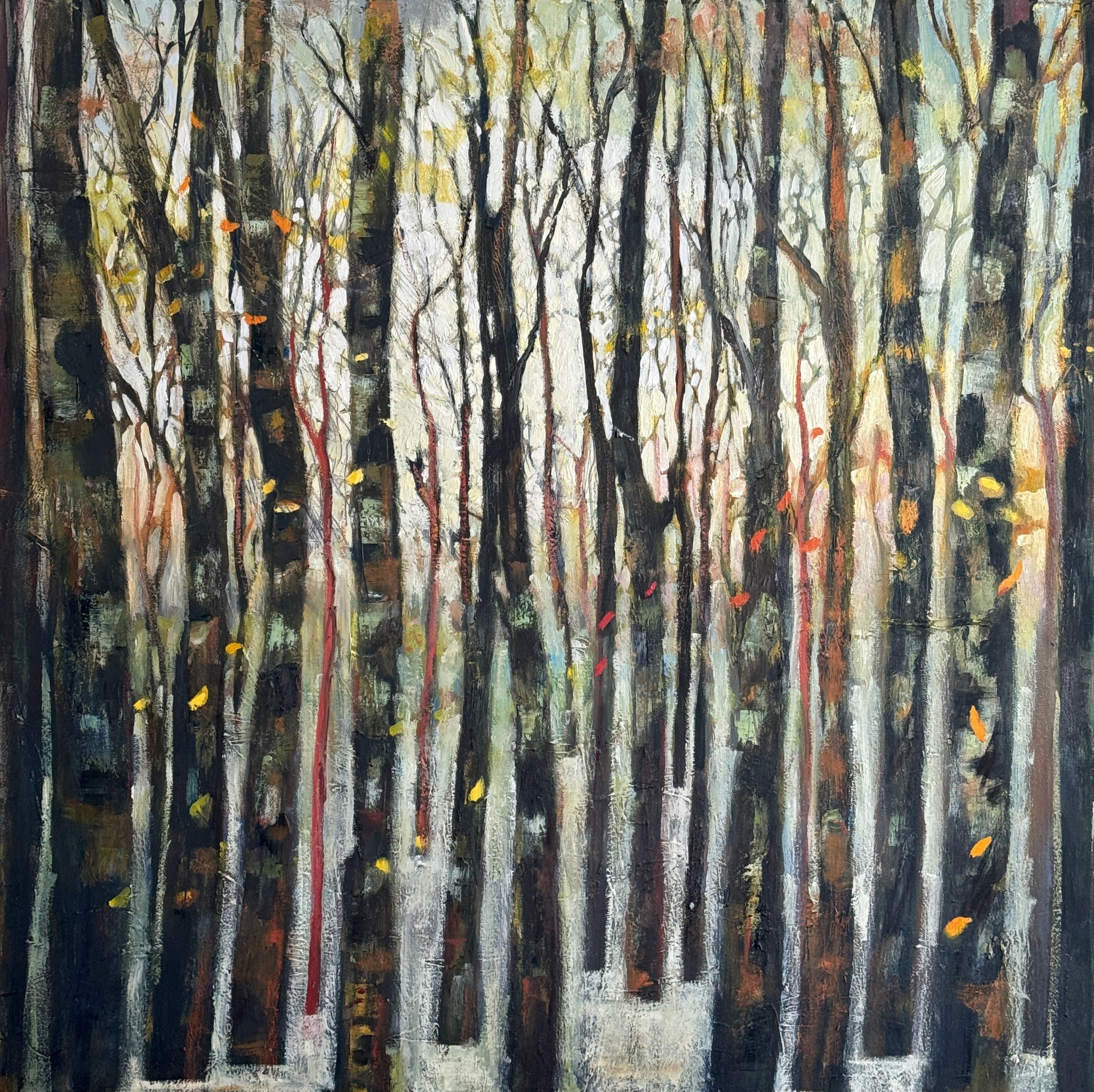 SNOW FOREST, 76X76CM, OIL ON CANVAS