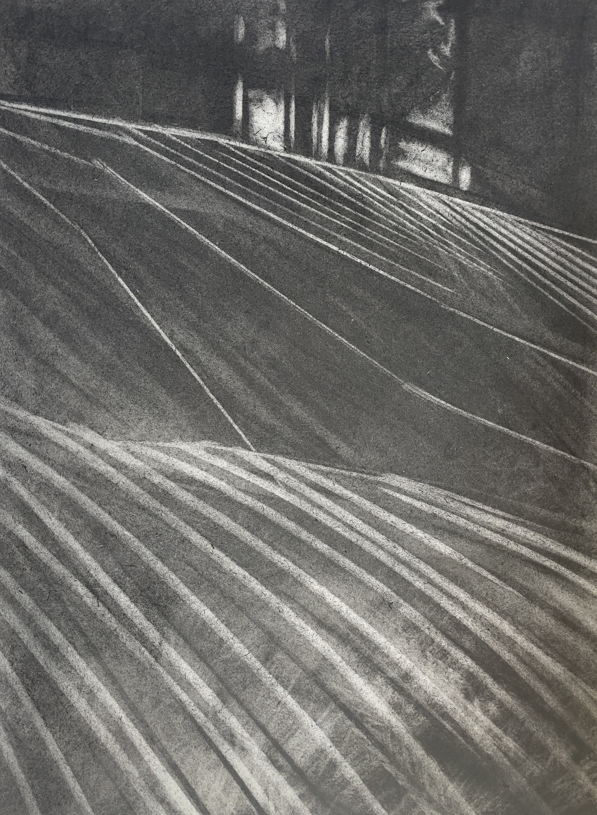   Trace I        by Johanna Connor  charcoal on watercolour paper   img: 48 x 36 cm     frm: 61 x 49 cm 