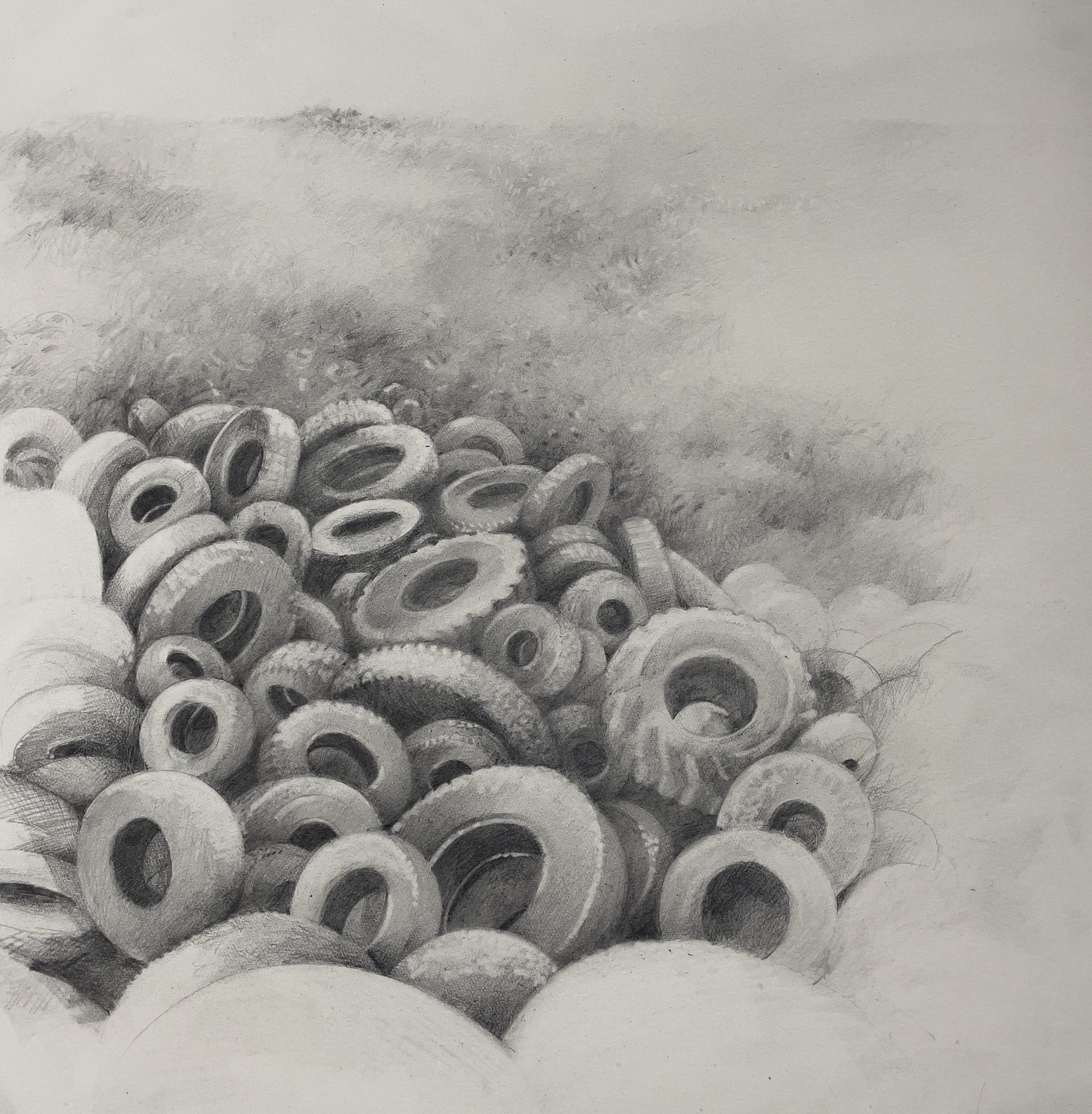 No More Miles
Pencil on hot-press Waterford paper 300grms
30 x 30cm - framed using AR70 glass