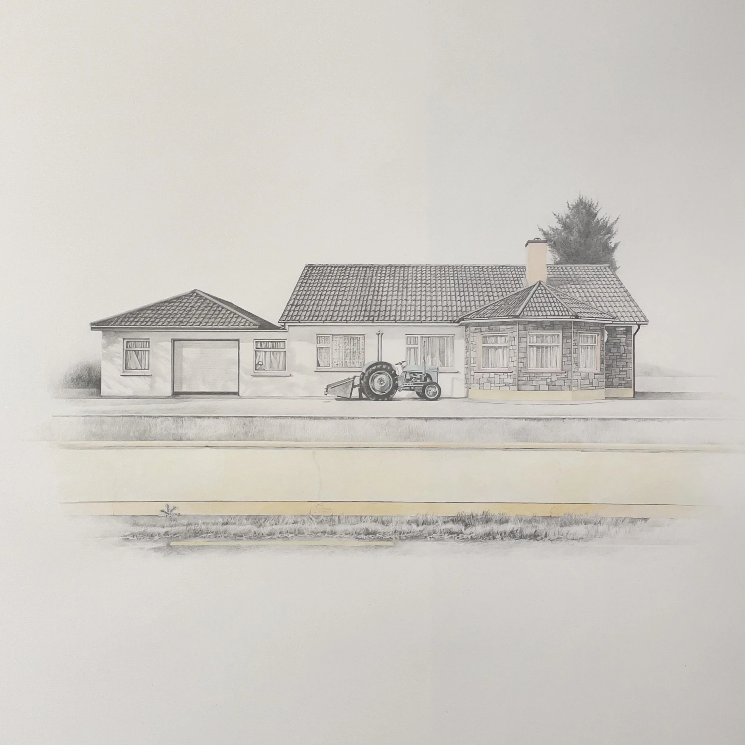 5Johanna Connor_At Nans the tractor is round the back-clutchpencil and watercolour on HPWaterford paper300gms_Framed 90x90cm using AR70 glass_€2300.jpg
