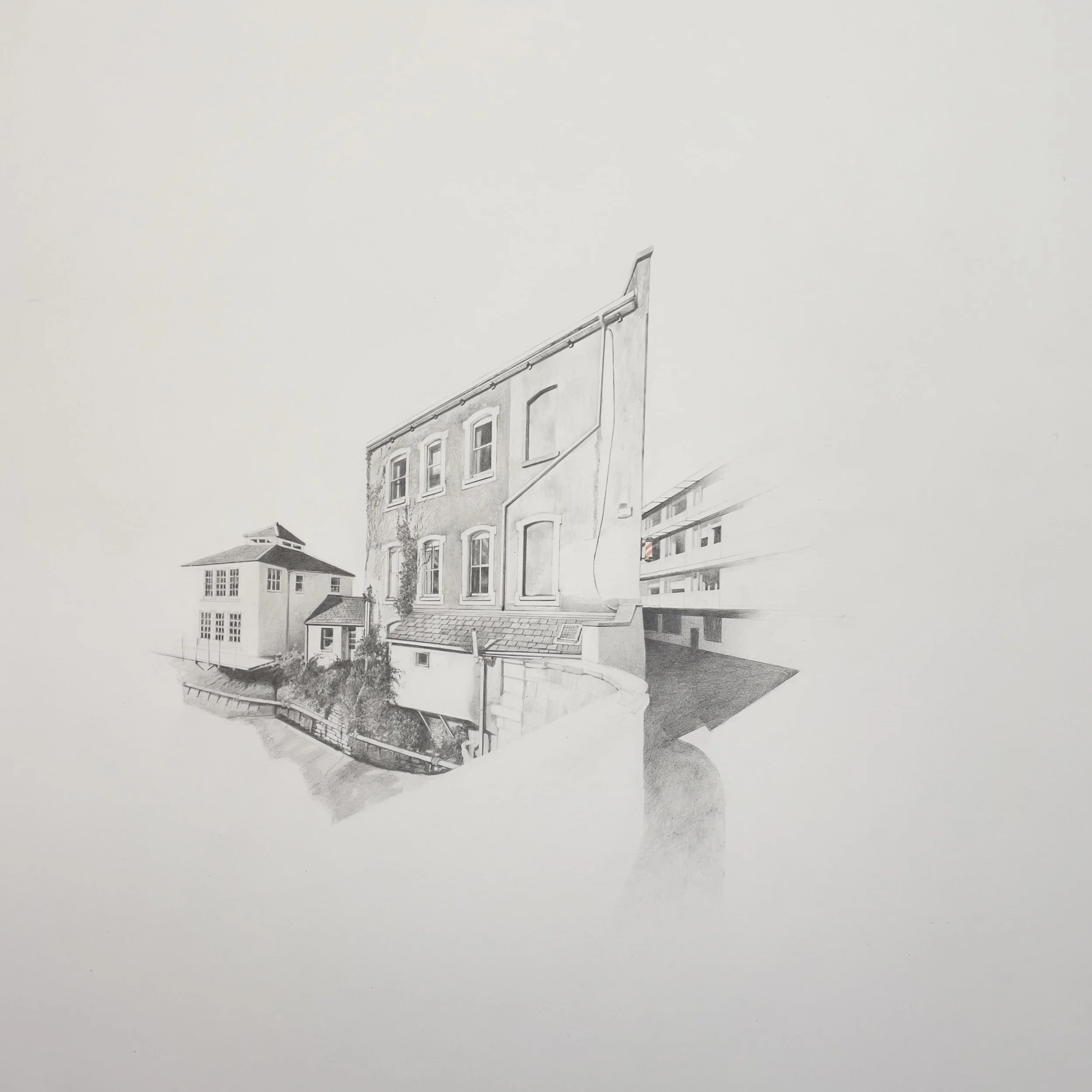   Rear Windows  

 Clutch pencil with watercolour on HP Waterford paper 300grms 

 Framed 80 x 80cm using AR70 glass  Family Matters, Cnoc Buí, Aug 20 - Sep 6
