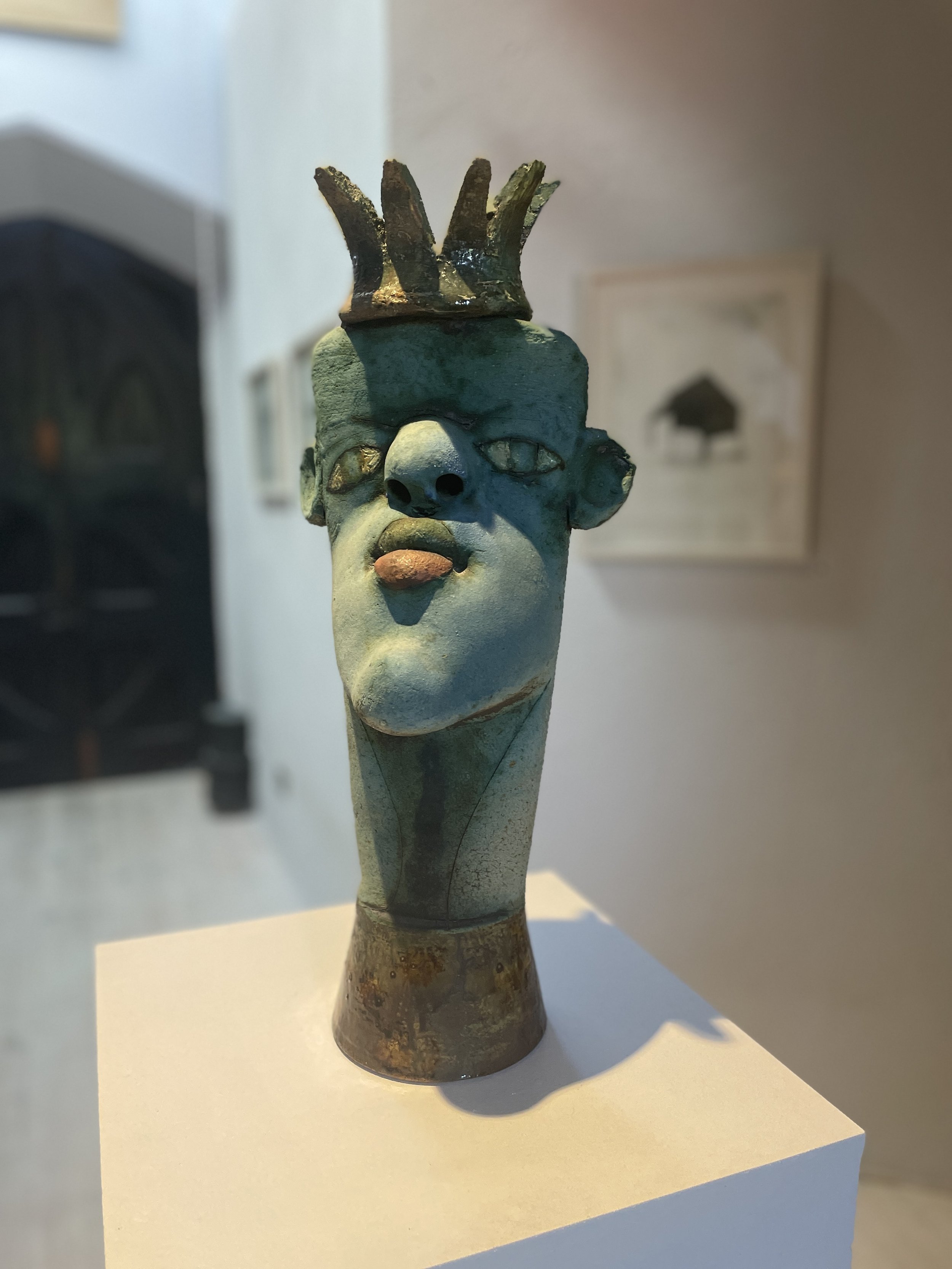   The Blue King       by Pat Connor  Ceramic  53 x 22.5 x 18 cm       ( h x w x d ) 