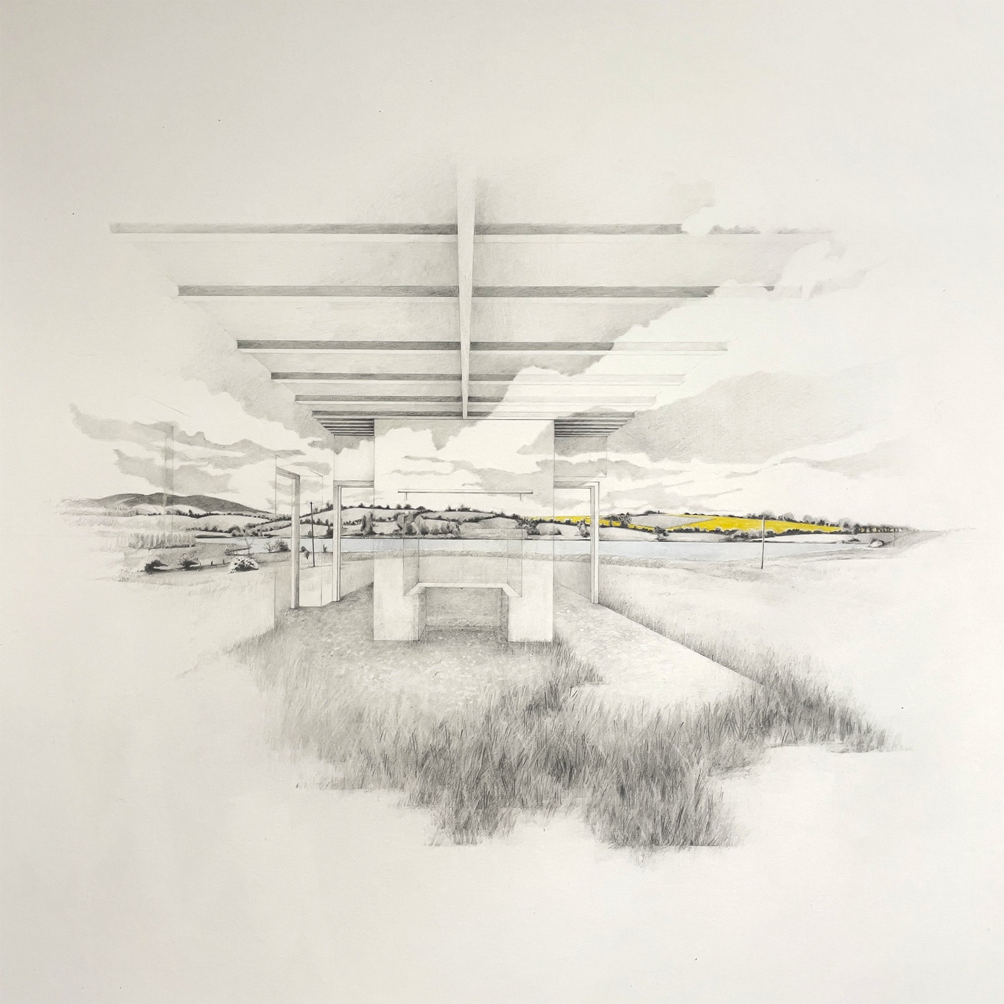 Bishopsland  1  
53.12341° N   6.59983° W

 Clutch pencil with watercolour on HP Waterford paper 300grms 

 Framed 66 x 66cm using AR70 glass  
🔴 