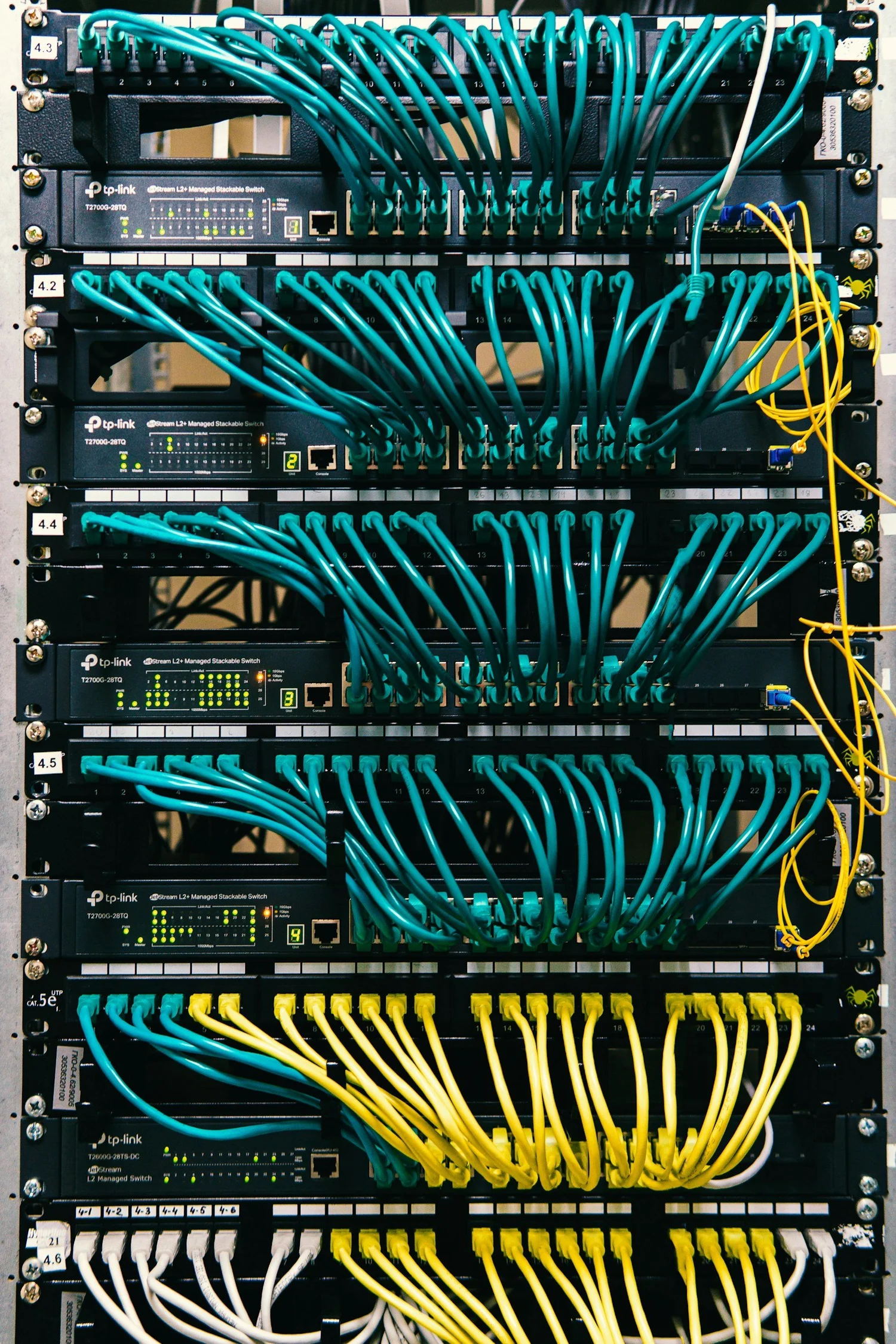 Realistic network rack and cabling for small business Wi-Fi support in Wellington Florida