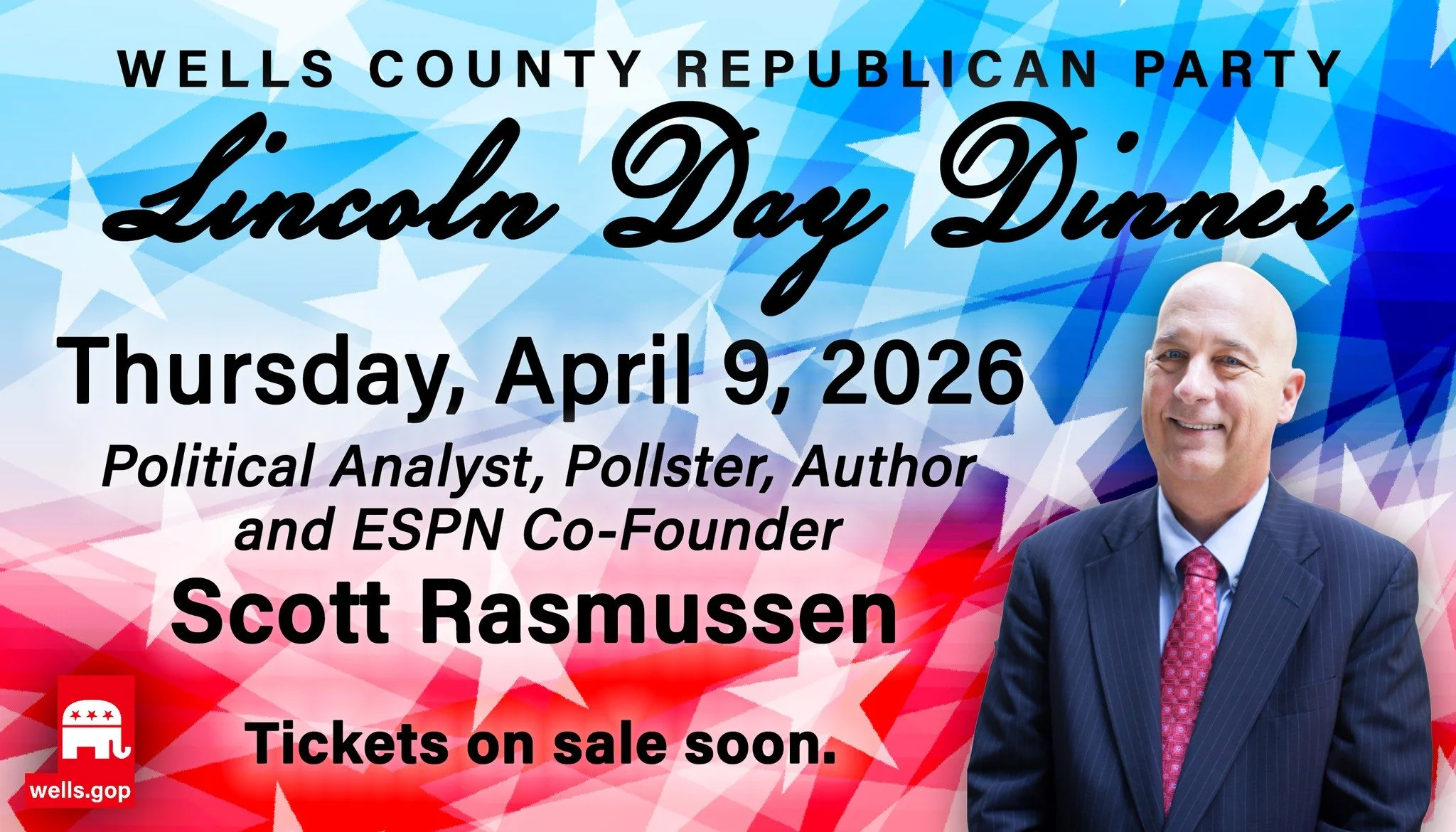 𝗦𝗔𝗩𝗘 𝗧𝗛𝗘 𝗗𝗔𝗧𝗘! We're excited to announce that our Lincoln Day Dinner will take place on April 9, and we are thrilled to welcome Scott Rasmussen as our keynote speaker. Scott is one of the nation&rsquo;s leading public opinion analysts and 