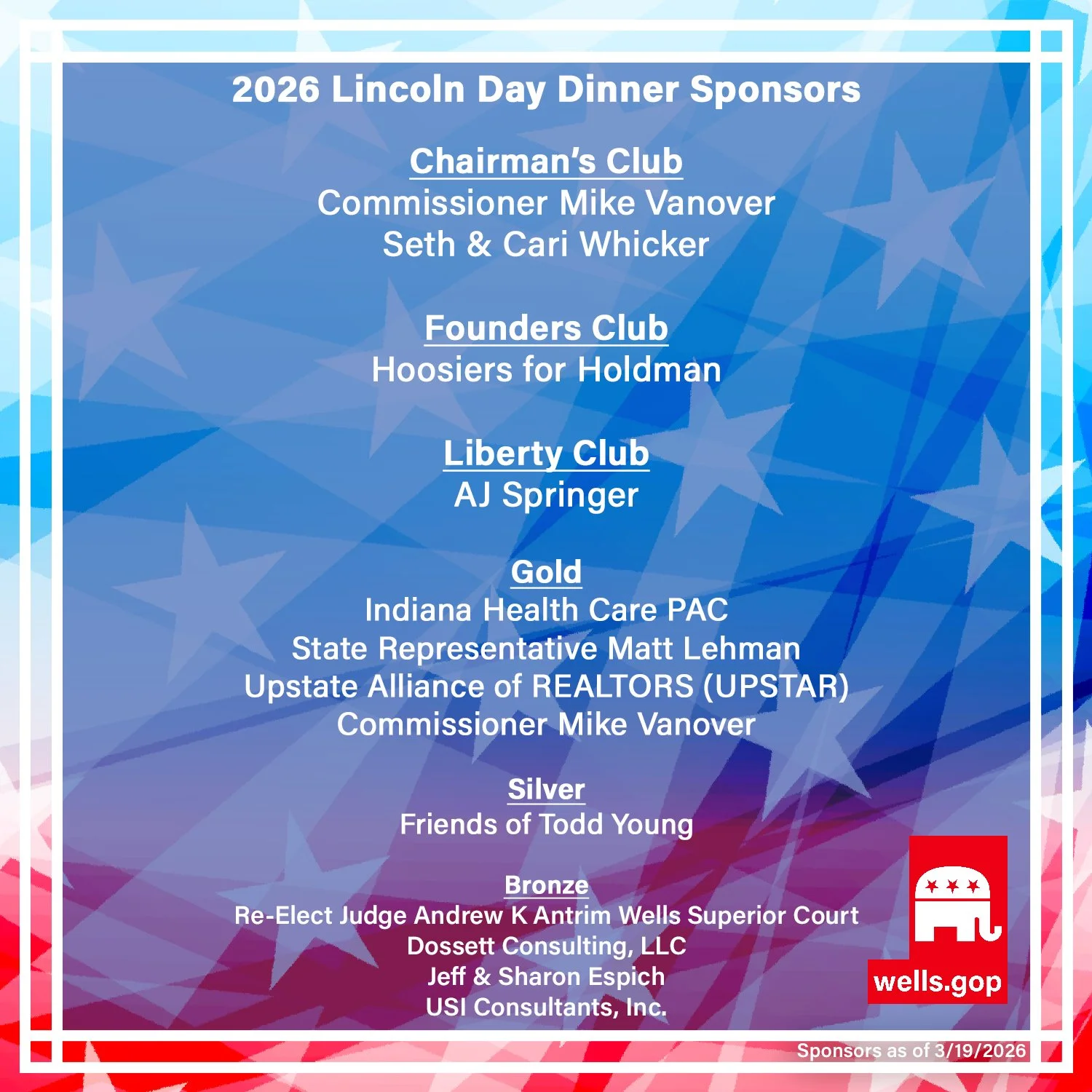 We're thankful for our 2026 Lincoln Day Dinner Sponsors. It's not too late to get tickets or sponsor our event on April 9! Learn more at the link in our bio.