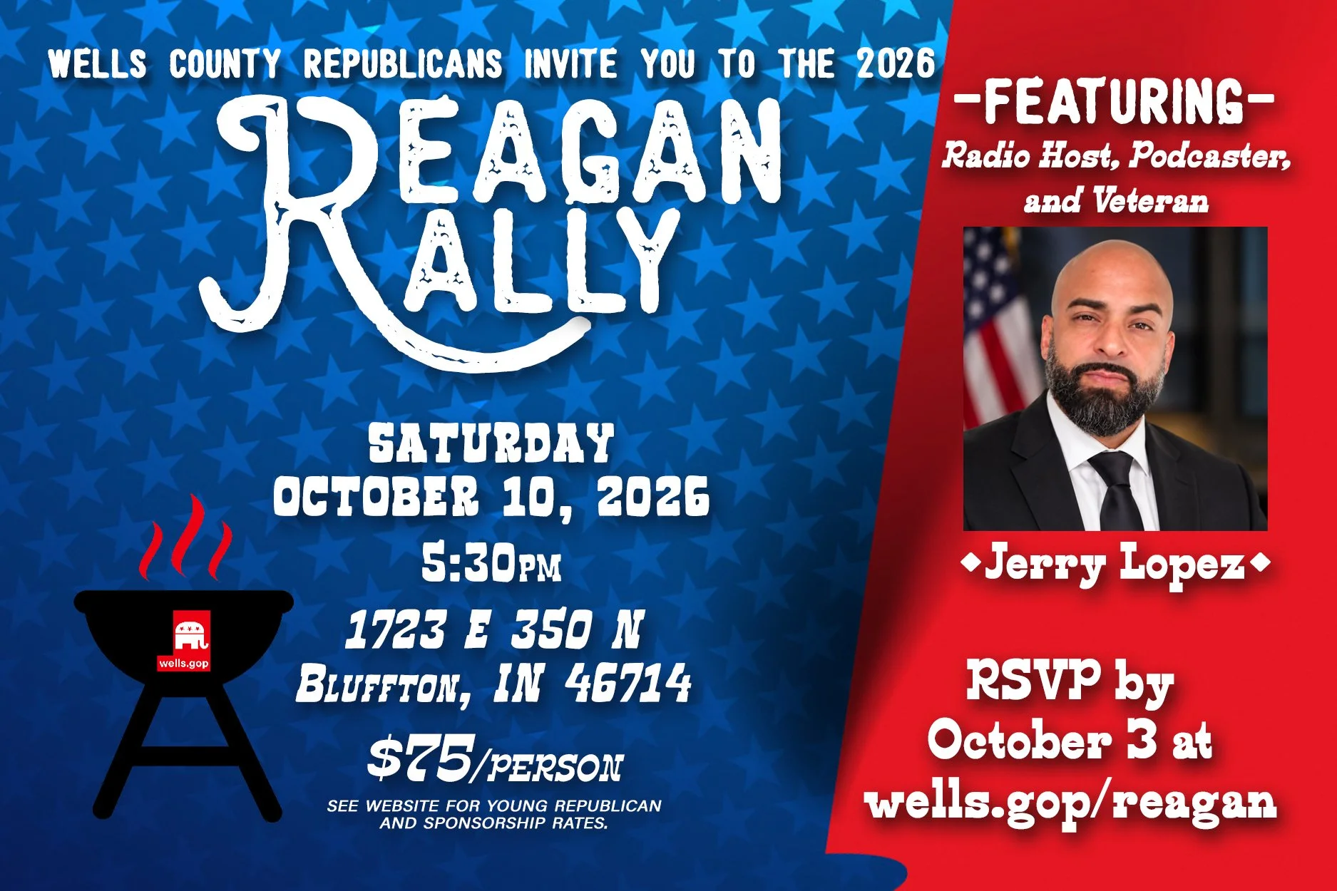 🚨Have you gotten your tickets yet?🚨

Jerry Lopez (@real_indyspanglish) is joining us for the 8th Annual Reagan Rally! A U.S. Army veteran, radio host, and podcaster, Jerry brings a fiery perspective shaped by his military service and his family&rsq
