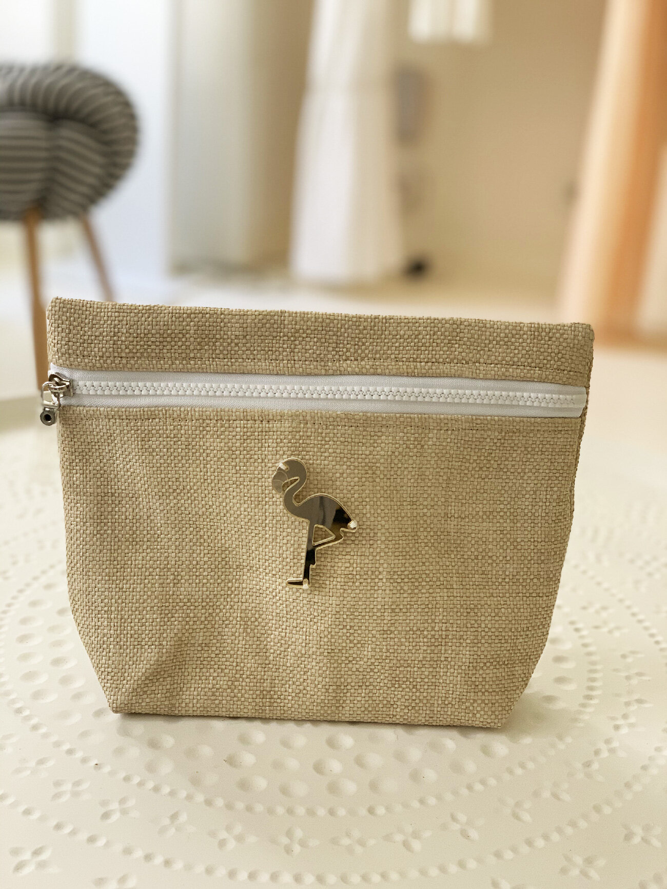 Pochette en toile motif flamand doré plexi