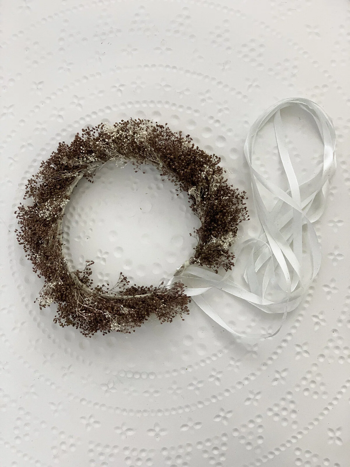 Couronne fleurs sèches avec paillettes