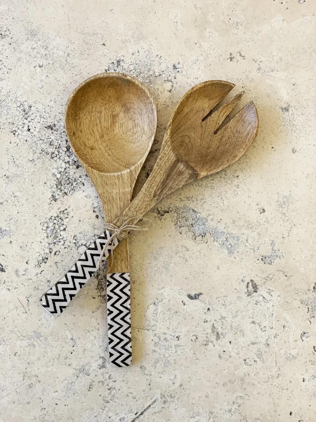 Couverts à salade zigzag en bois