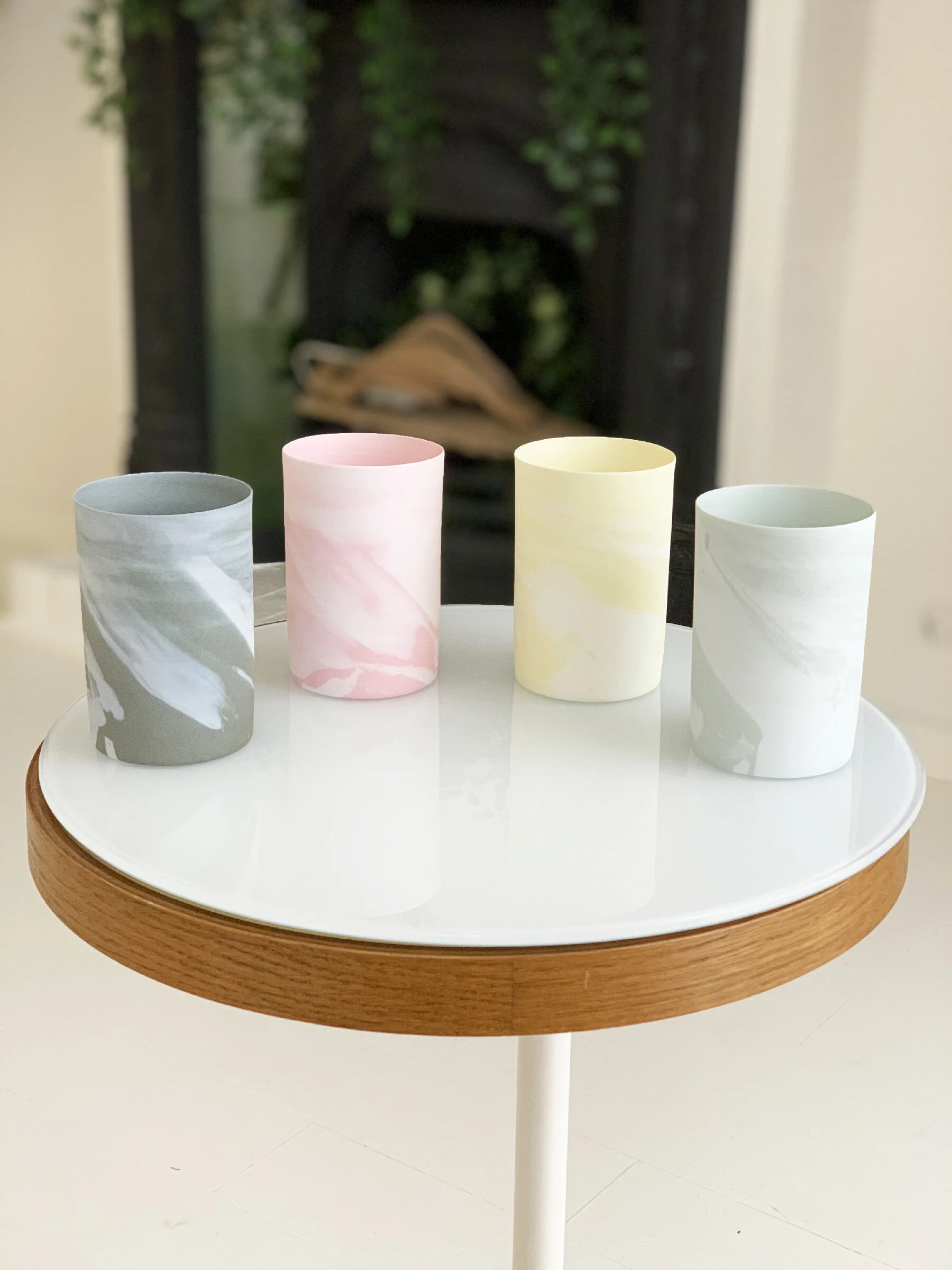 Photophore en porcelaine marbrée