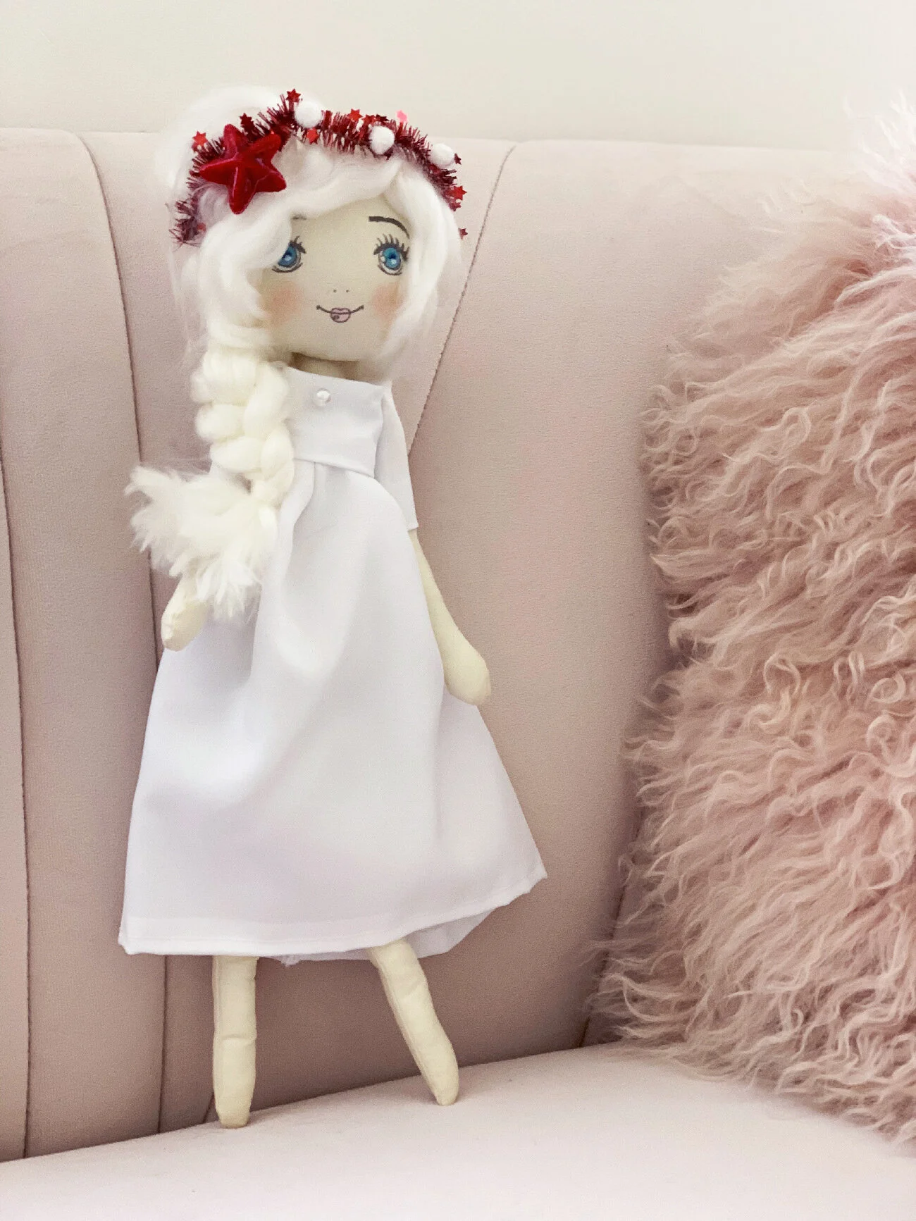 Fleur : poupée chiffon coton de Noël - modèle unique