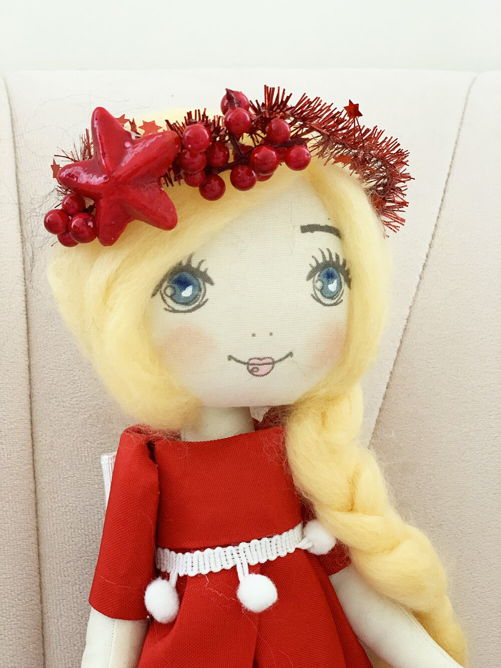 Ange : poupée chiffon coton de Noël - modèle unique — Racha
