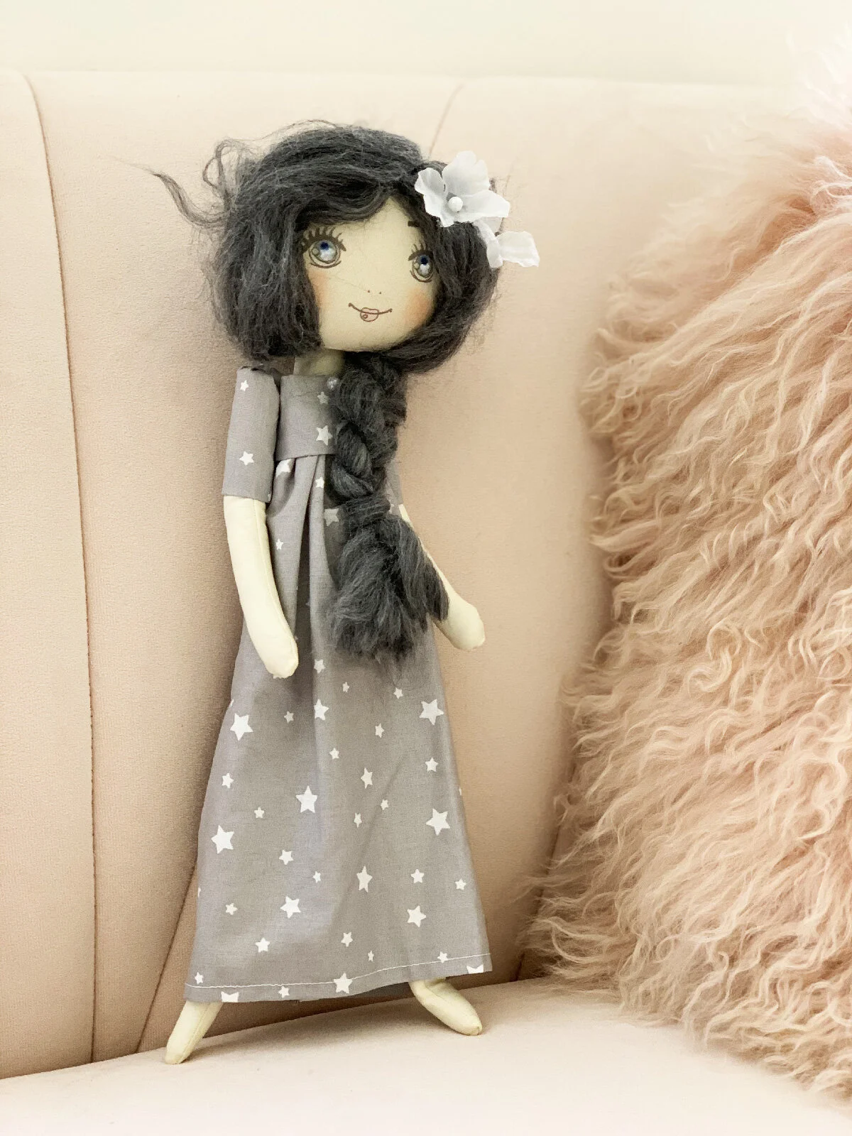 Lune : poupée chiffon coton - modèle unique