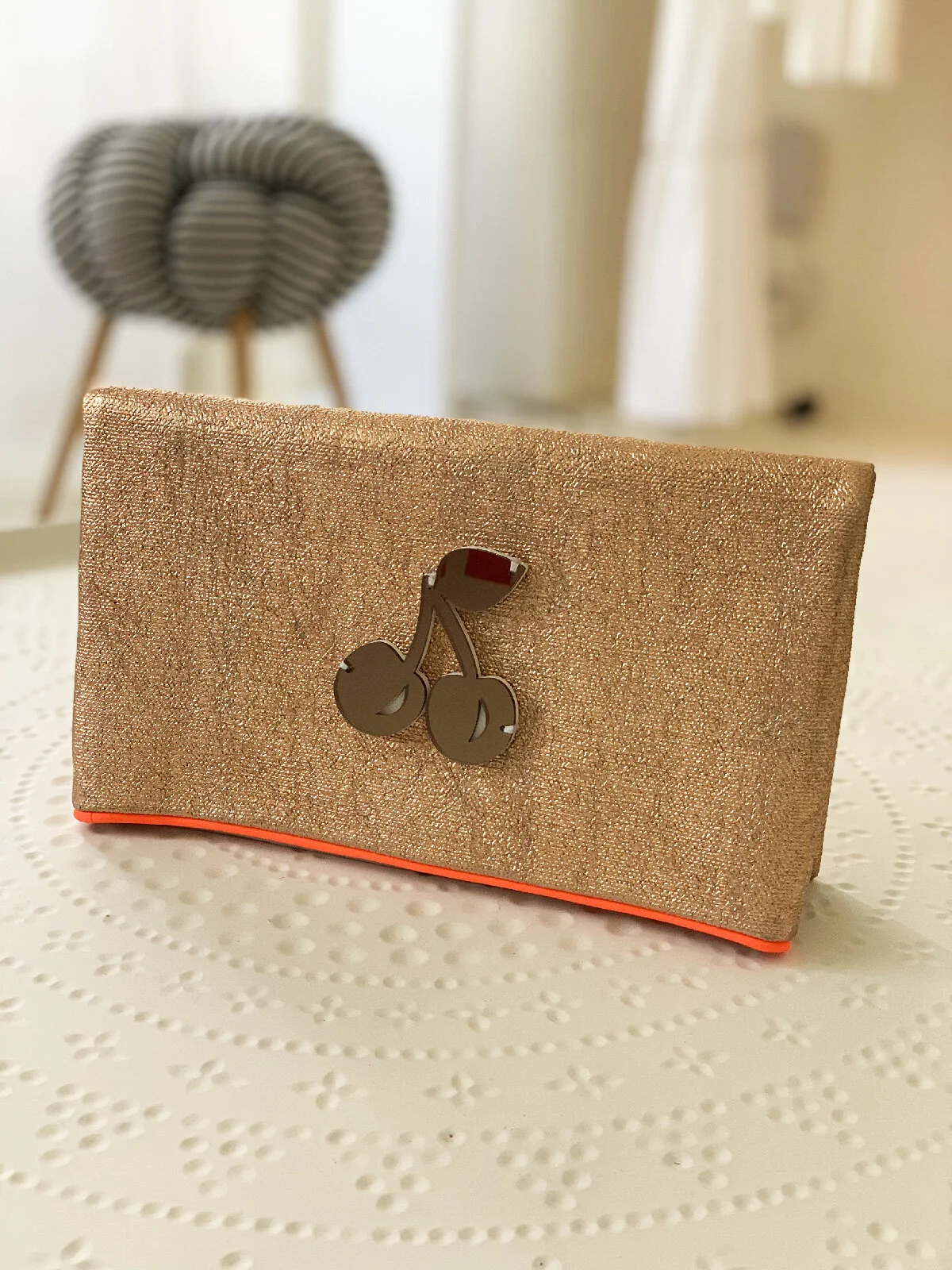 Pochette pliable à bouton pression cerise