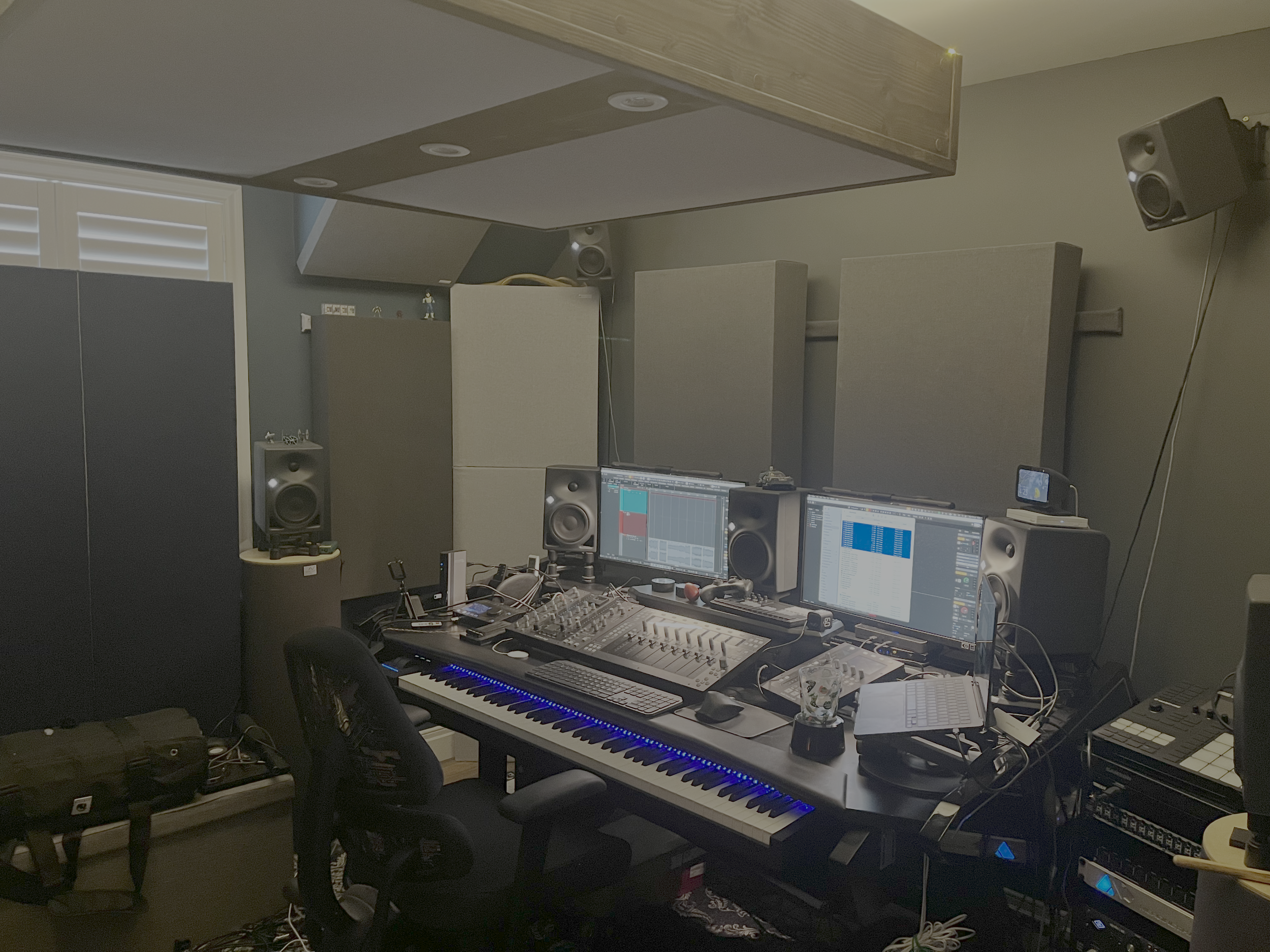 Studio Side View and Flexible Acoustic Treatment