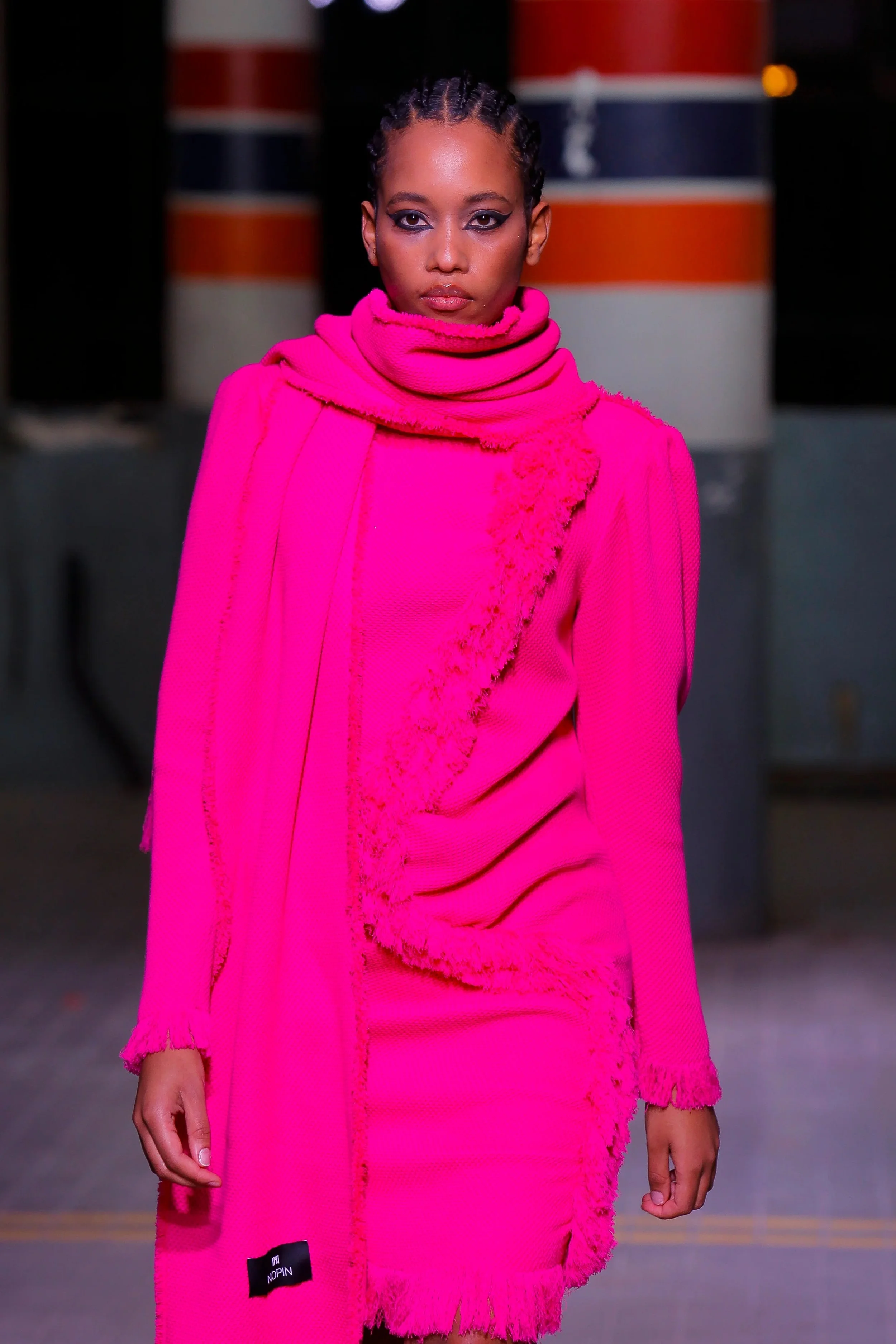 Knit Turtleneck Dress Pink - NOPIN