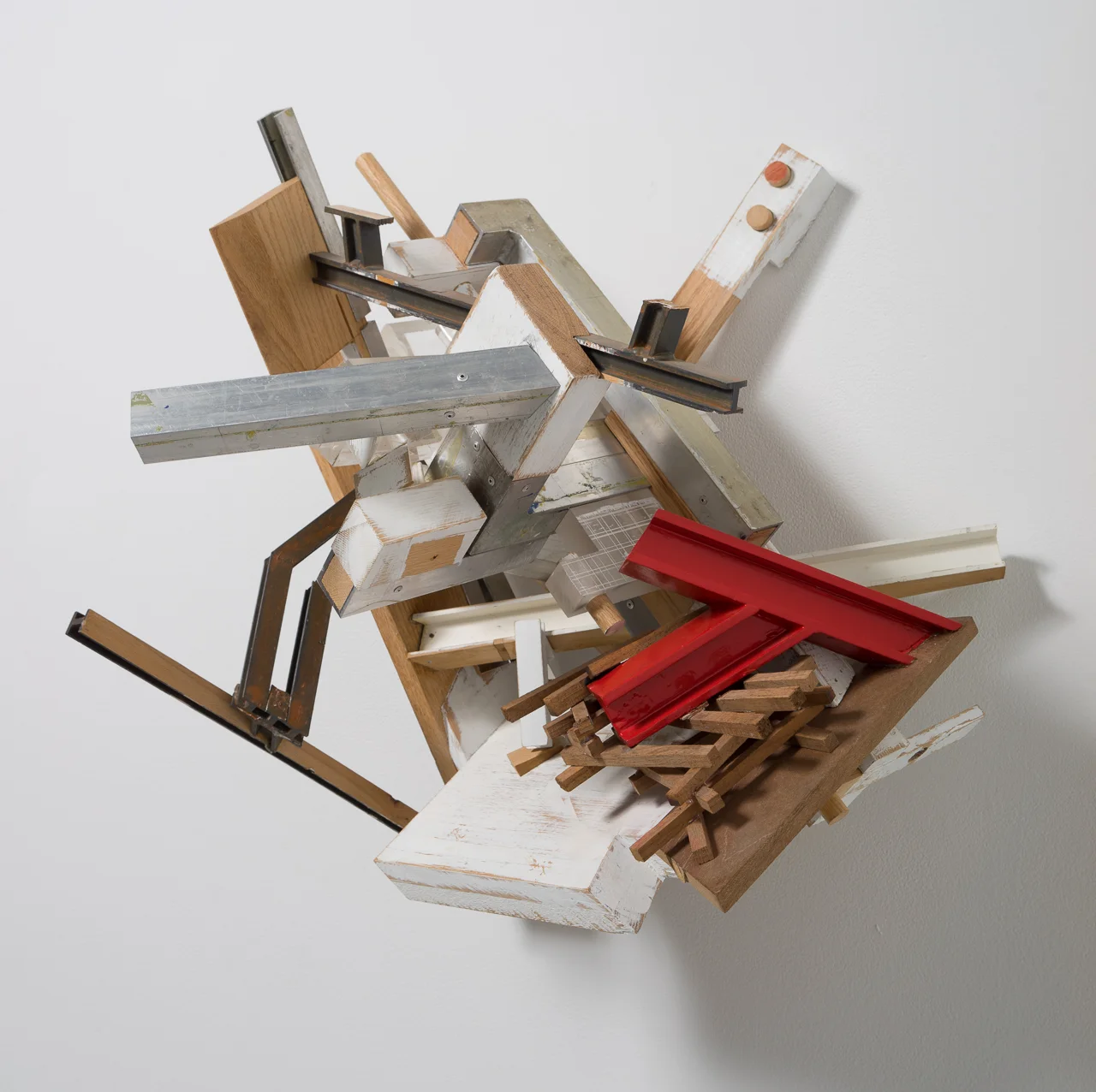 Construction With Red Object , 2014, 25” x 24” x 19.5” Private Collection