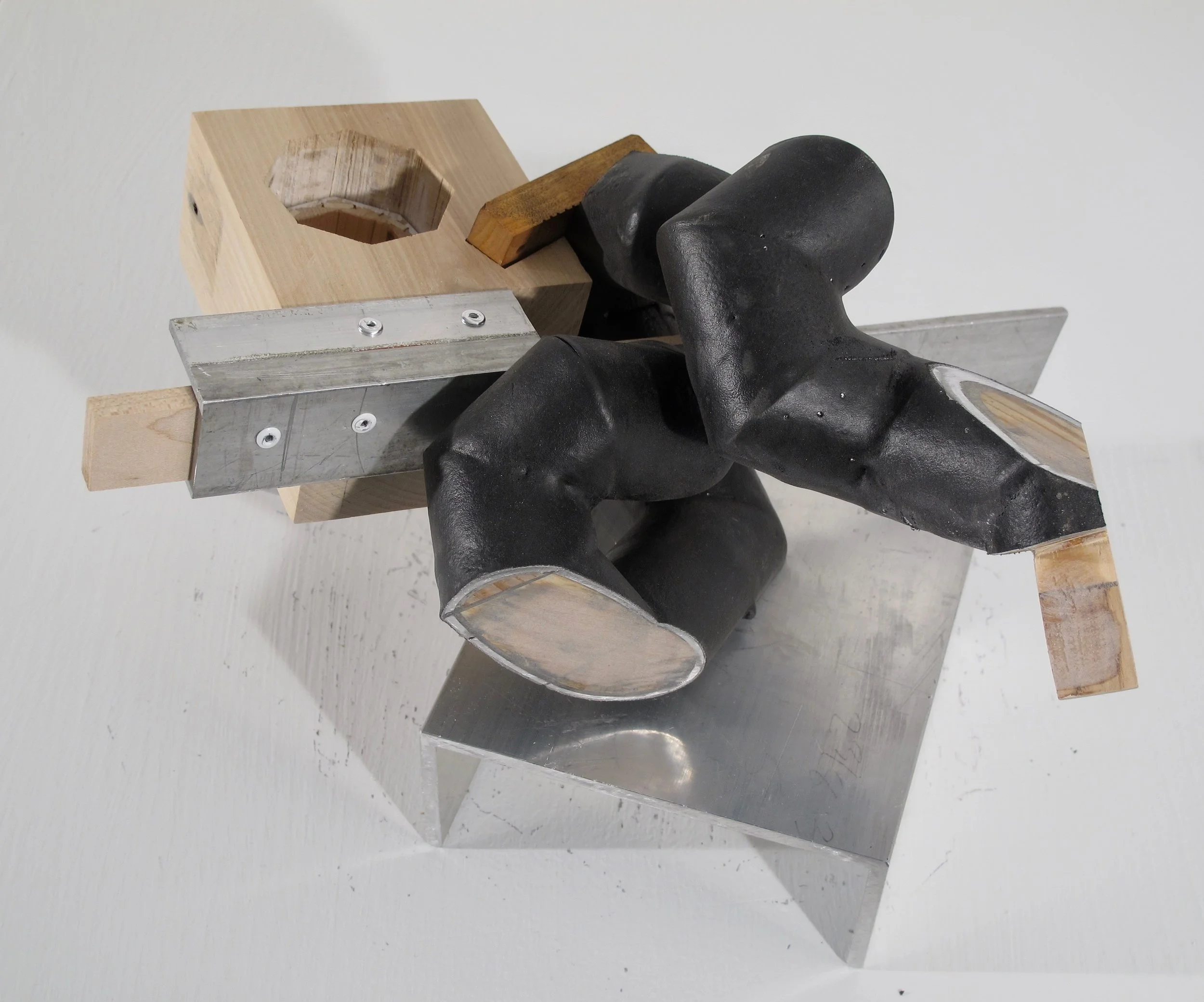 Maquette 6 , 2019 aluminum, wood, rubber 8” x 11” x 12”
