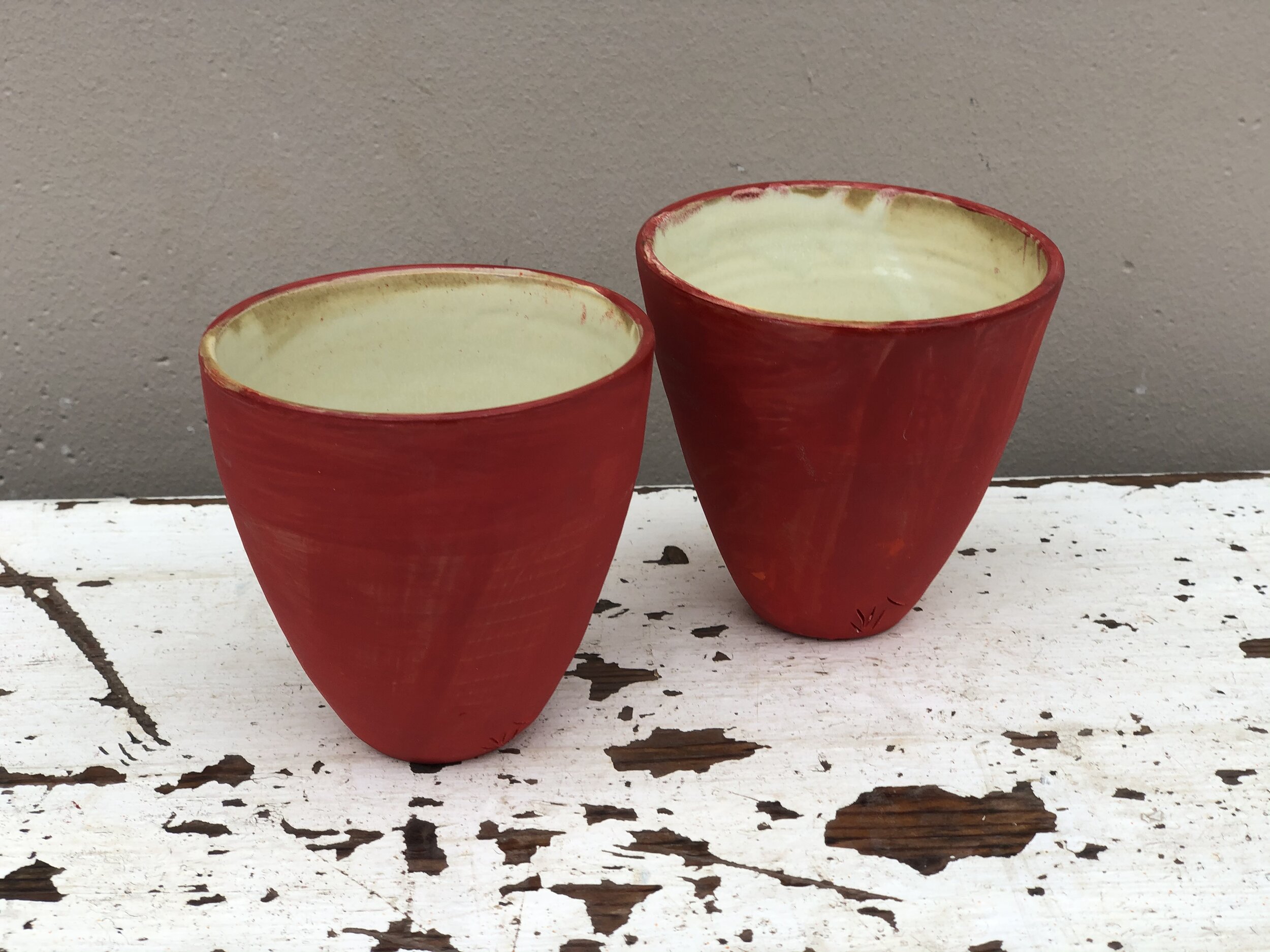Red Salt Tumblers                                                          Price Choices:  $35  — $45  —$55 Size:  Pear  In Stock: 2