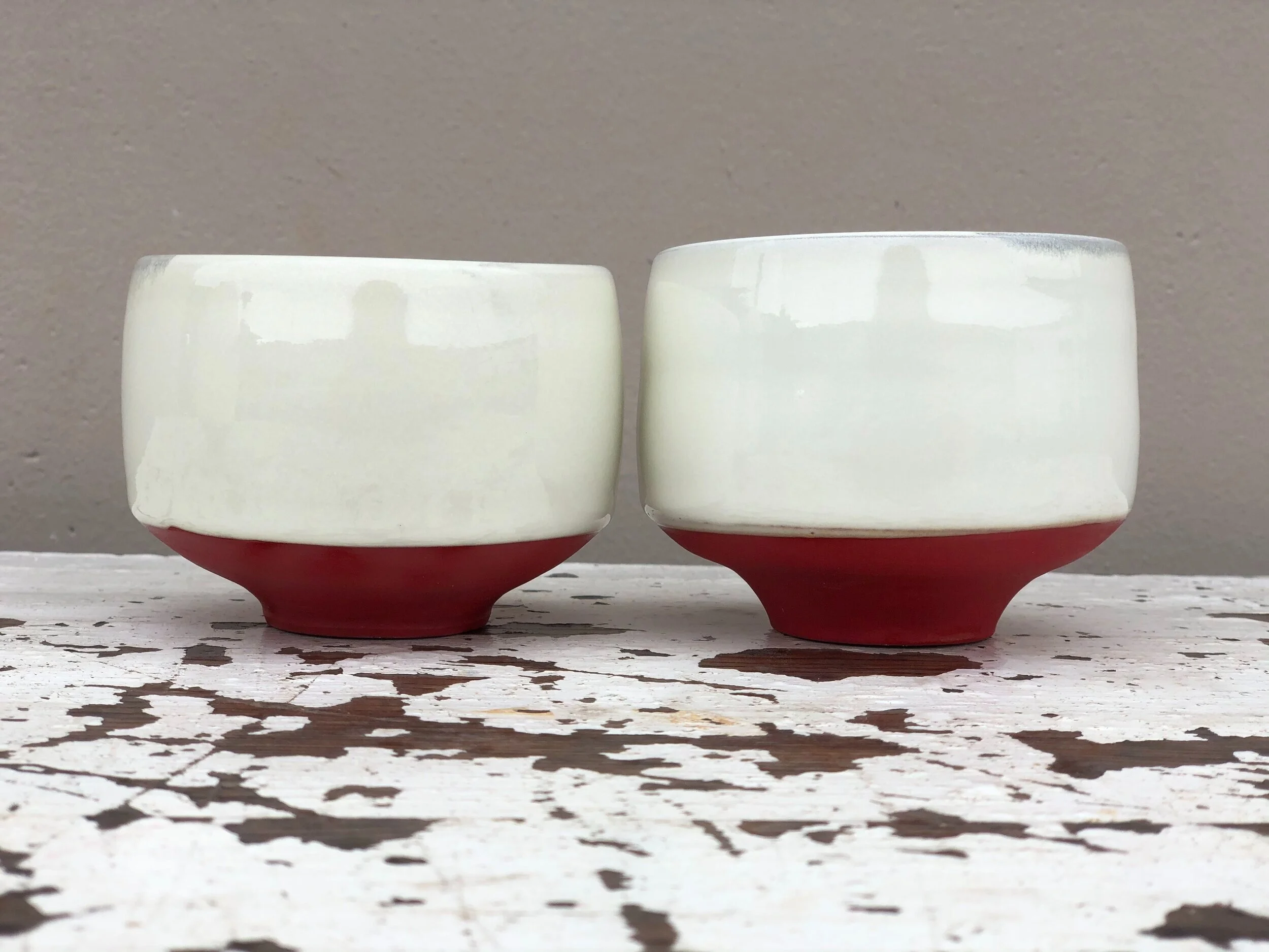Red &amp; Cream Cups                                                          Price Choices:  $35  — $40  —$55 Size:  Pear  In Stock: 2
