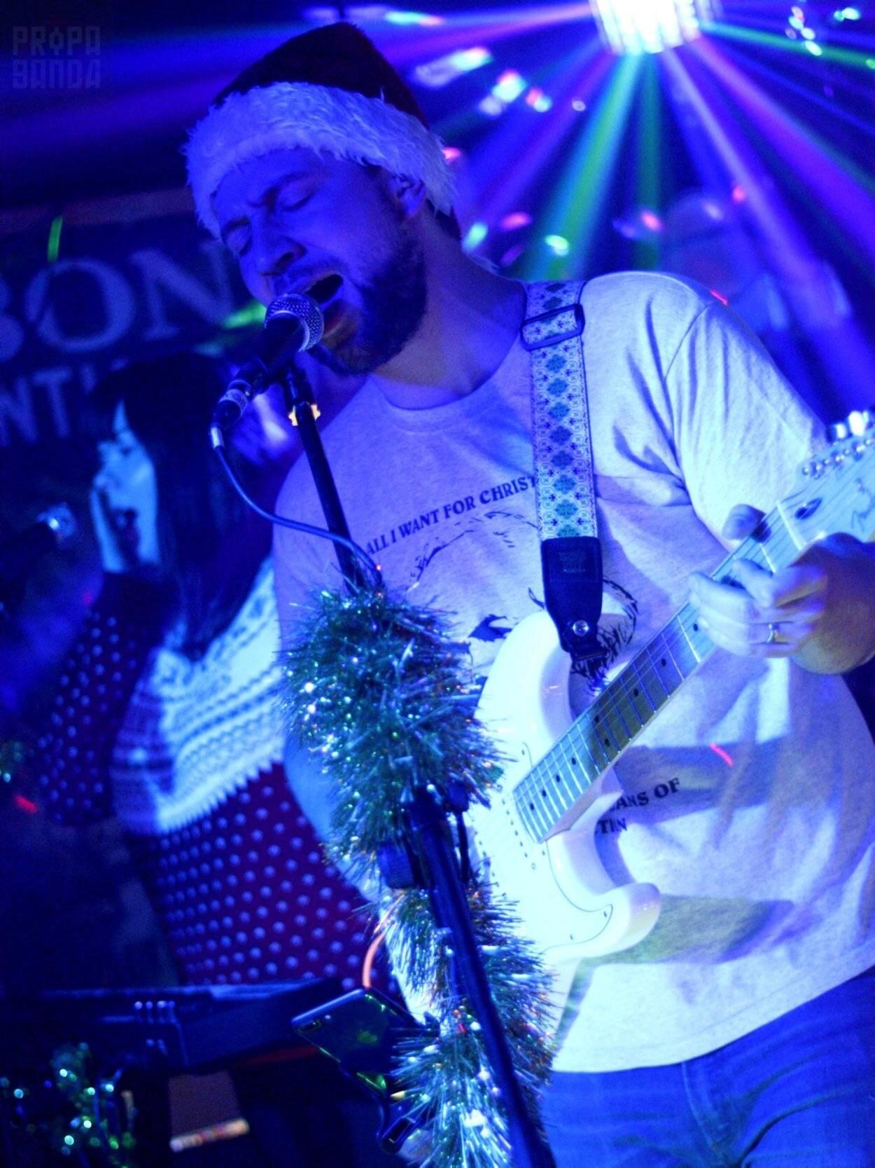 Jack Tasker, bedecked with festive hat ensemble. Taken by Lee Ball.