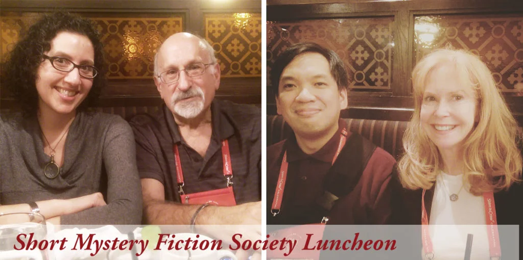 I love short stories, especially locked-room “impossible crime” mysteries, a genre most popular in Golden Age mysteries, but that I’m thrilled to see returning (more on that in a separate post). My lunch companions at the SMFS luncheon included cross-genre author Josh Pachter, Gerald So (who’s involved in running the SMFS blog), and Shelly Dickson Carr (granddaughter of John Dickson Carr and a phenomenal writer in her own right).