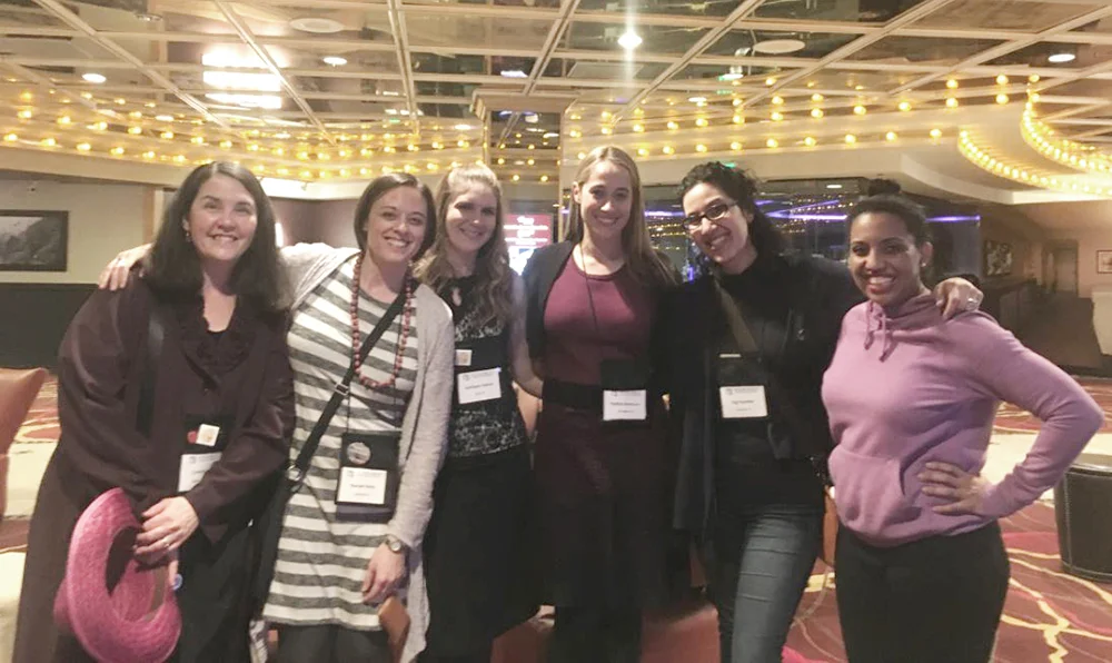 Catching up with these amazing women: Cynthia Kuhn, Mariah Klein, Kathy Valenti, Nadine Nettmann, (me), and Kellye Garrett.