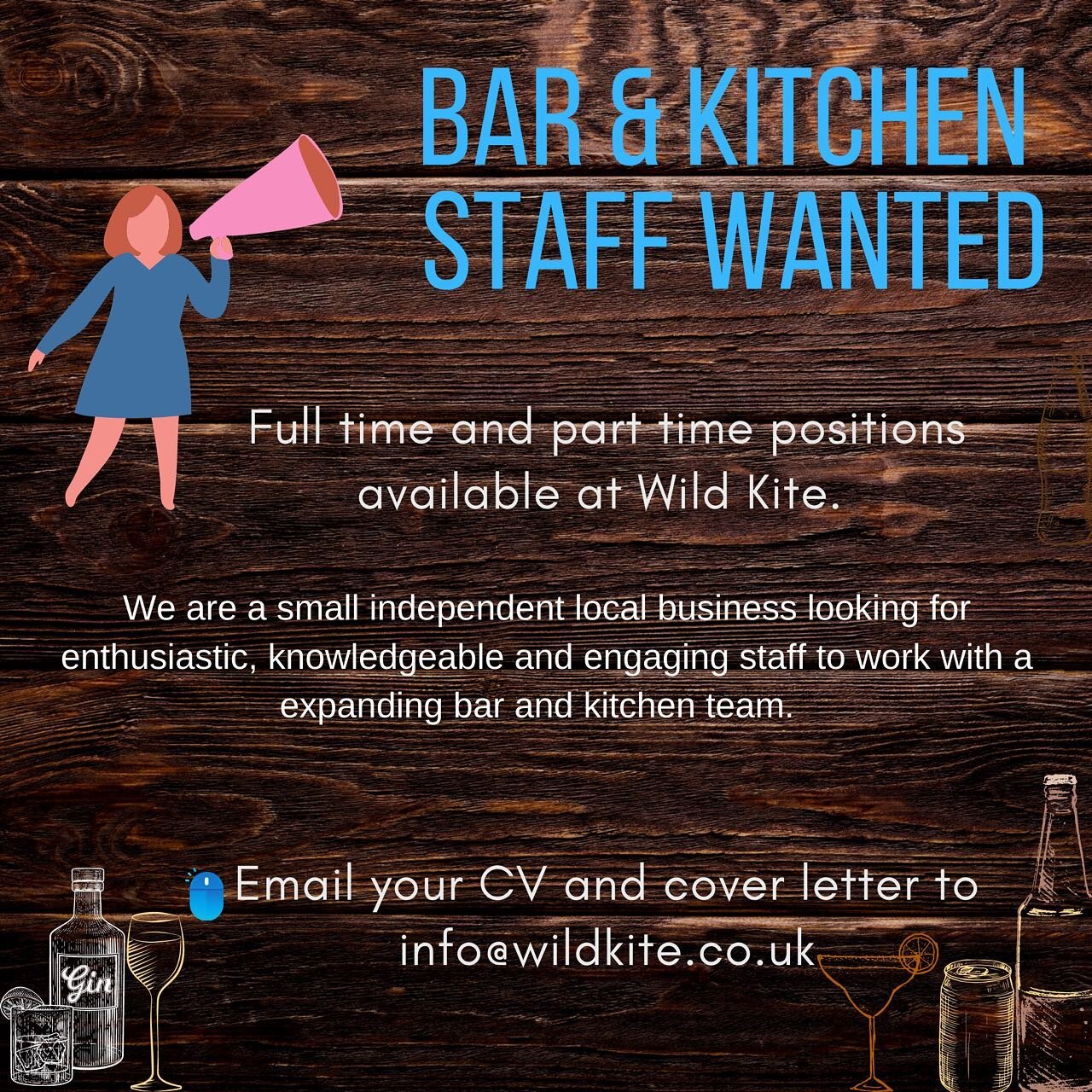 We are looking to expand our team here at Wild Kite in Great Missenden. If you are interested in working with a great, fun team in the craft beer, wine or gin industry, send us your CV to info@wildkite.co.uk or pop in.

We look forward to hearing fro