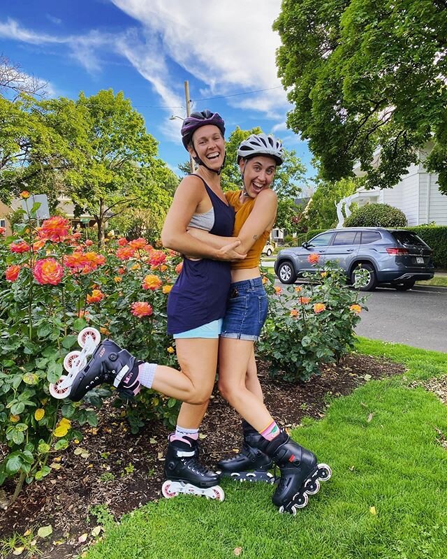Q: What&rsquo;s better than rollerblading in the summer time? A: Hanging out social distance style in the rose garden with our buddy @tmkatzcreative to plan our workshop on gender, sexuality and identity!

We love being queer and we love talking abou