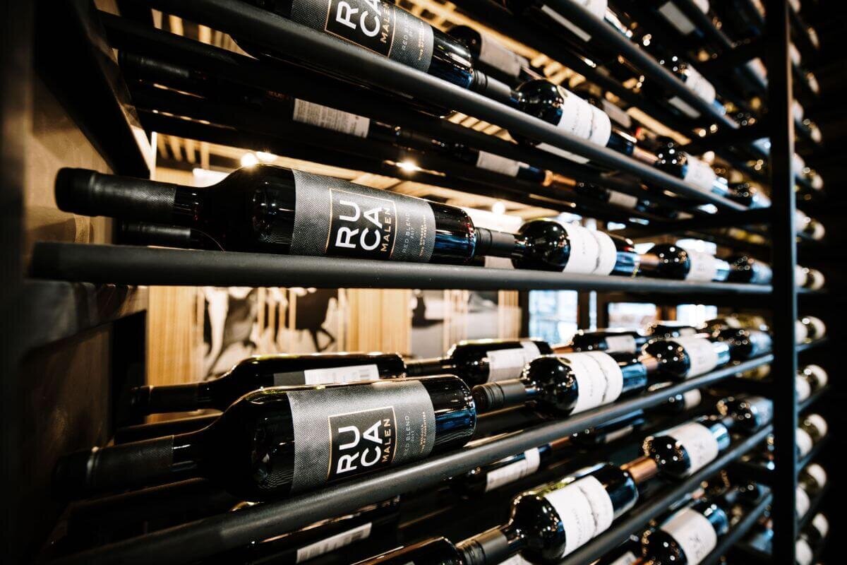 Bottles of wine in wine rack
