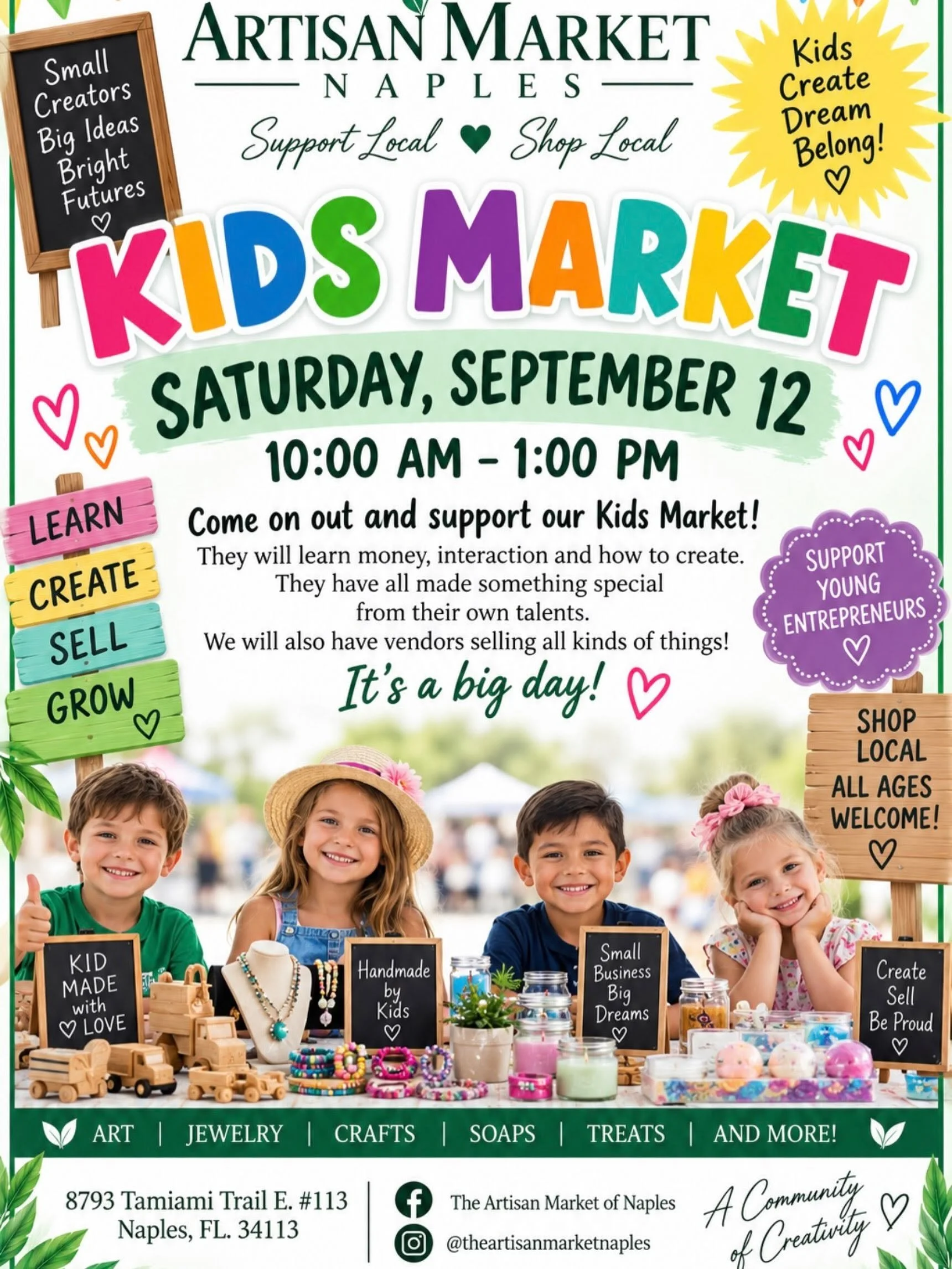 YOUNG ENTREPRENEURS KIDS MARKET - Sat, Sept 12th from 10am - 1pm