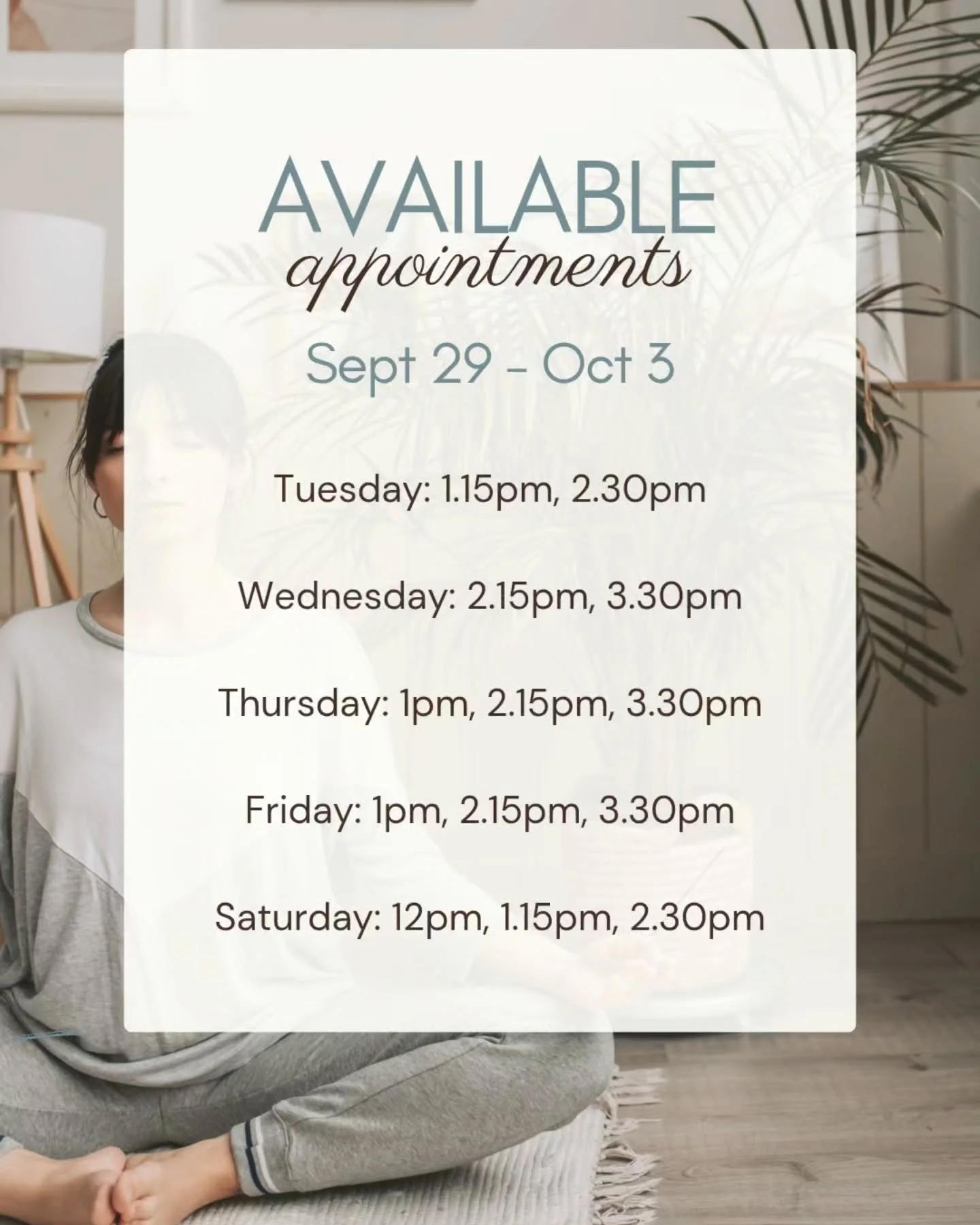 How is it nearly October already?! 🍂

I have Reiki sessions available this week Tuesday through Saturday if you&rsquo;re feeling like it&rsquo;s time for a little reset.

And a couple of reminders:

I can provide receipts for insurance for Reiki ses