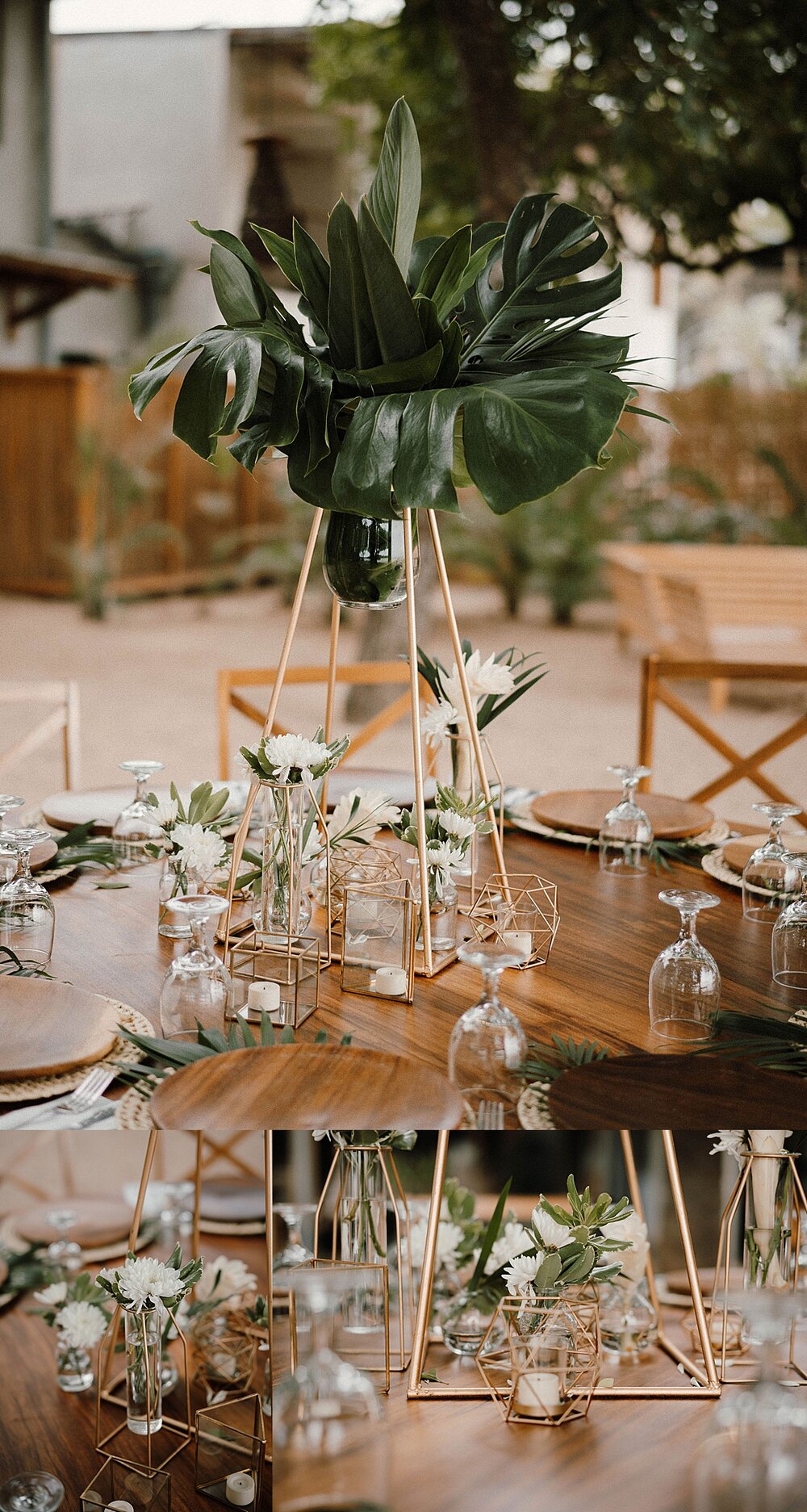 Tori-and-Chris-Gold-Wedding-Decor-Candle-Guanacaste-Table-Tropical-Foliage.jpg