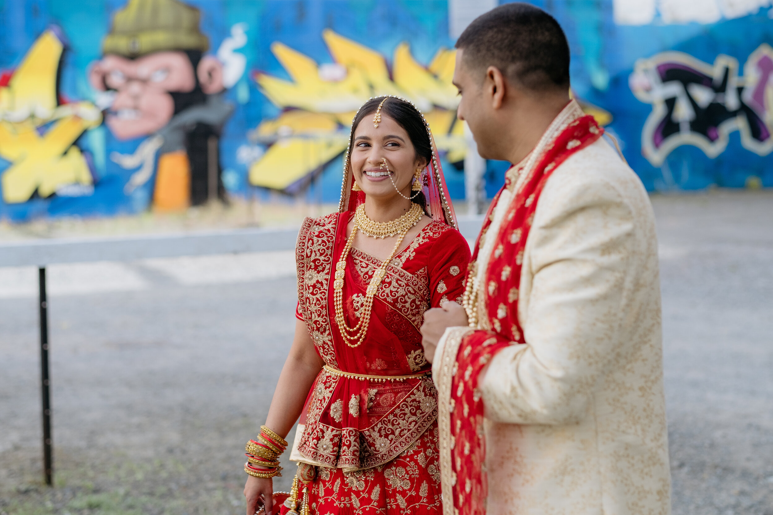 Red and gold Hindu wedding outfits