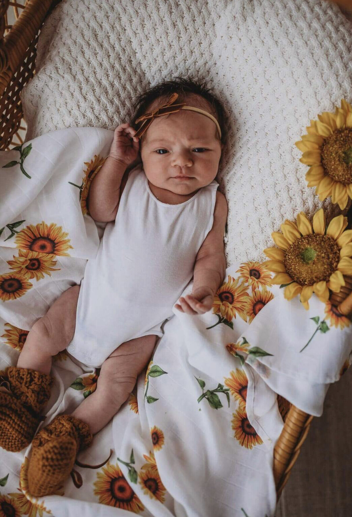 Snuggle Hunny Sunflower Organic Muslin Wrap HUBBA BUBBA CO