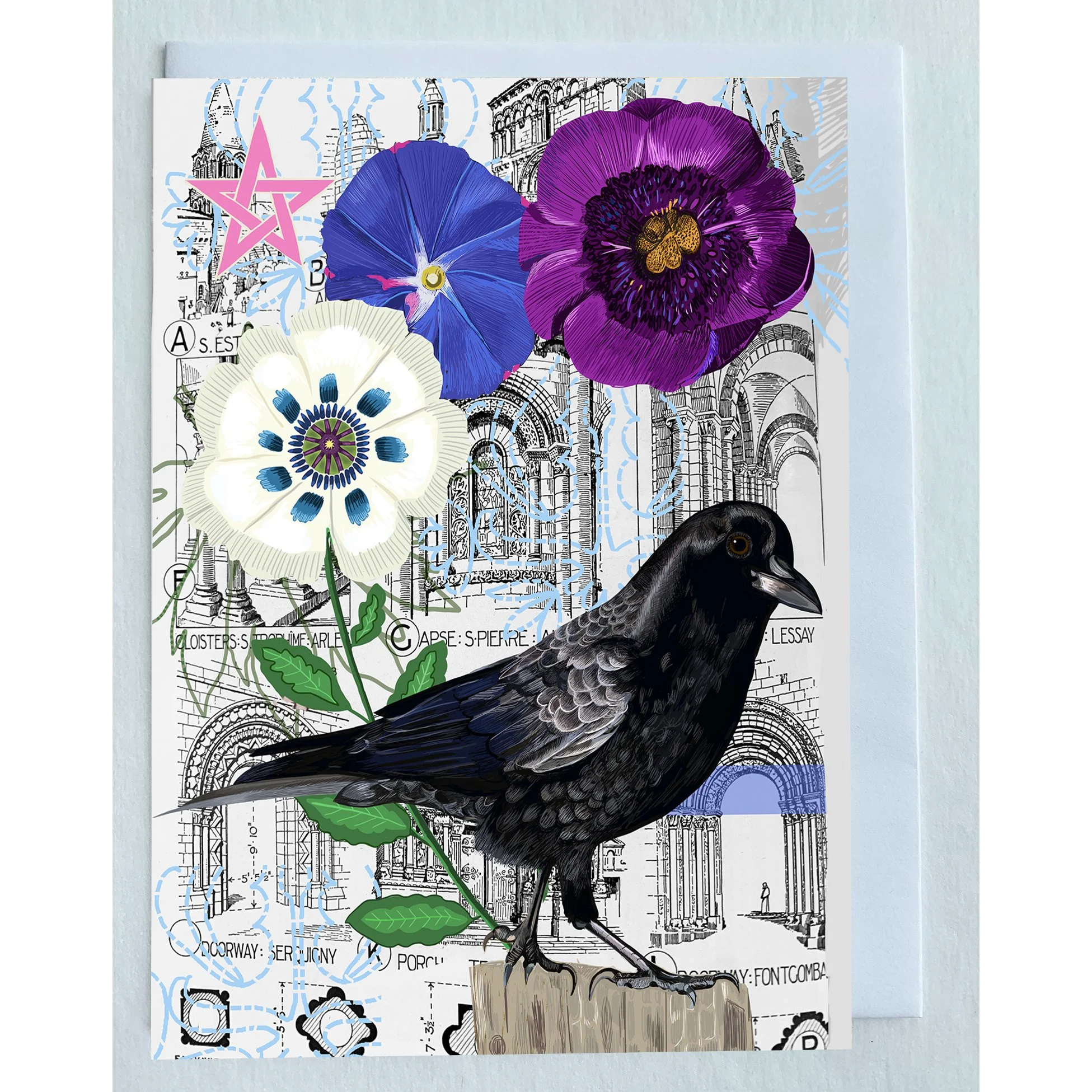The American Crow Collage Greeting Card