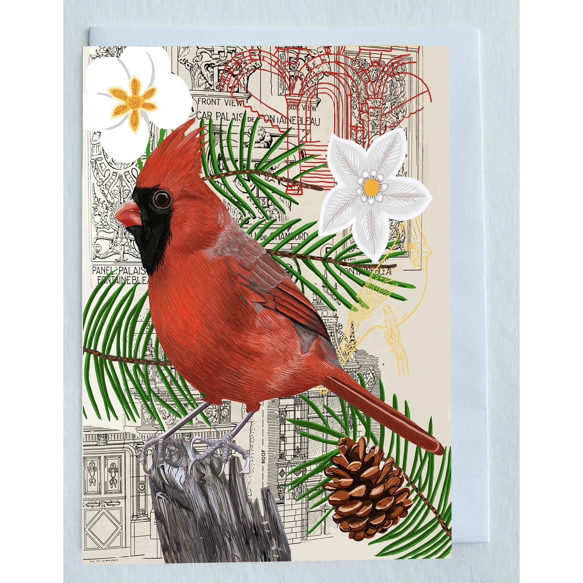 The Red Cardinal Collage Greeting Card
