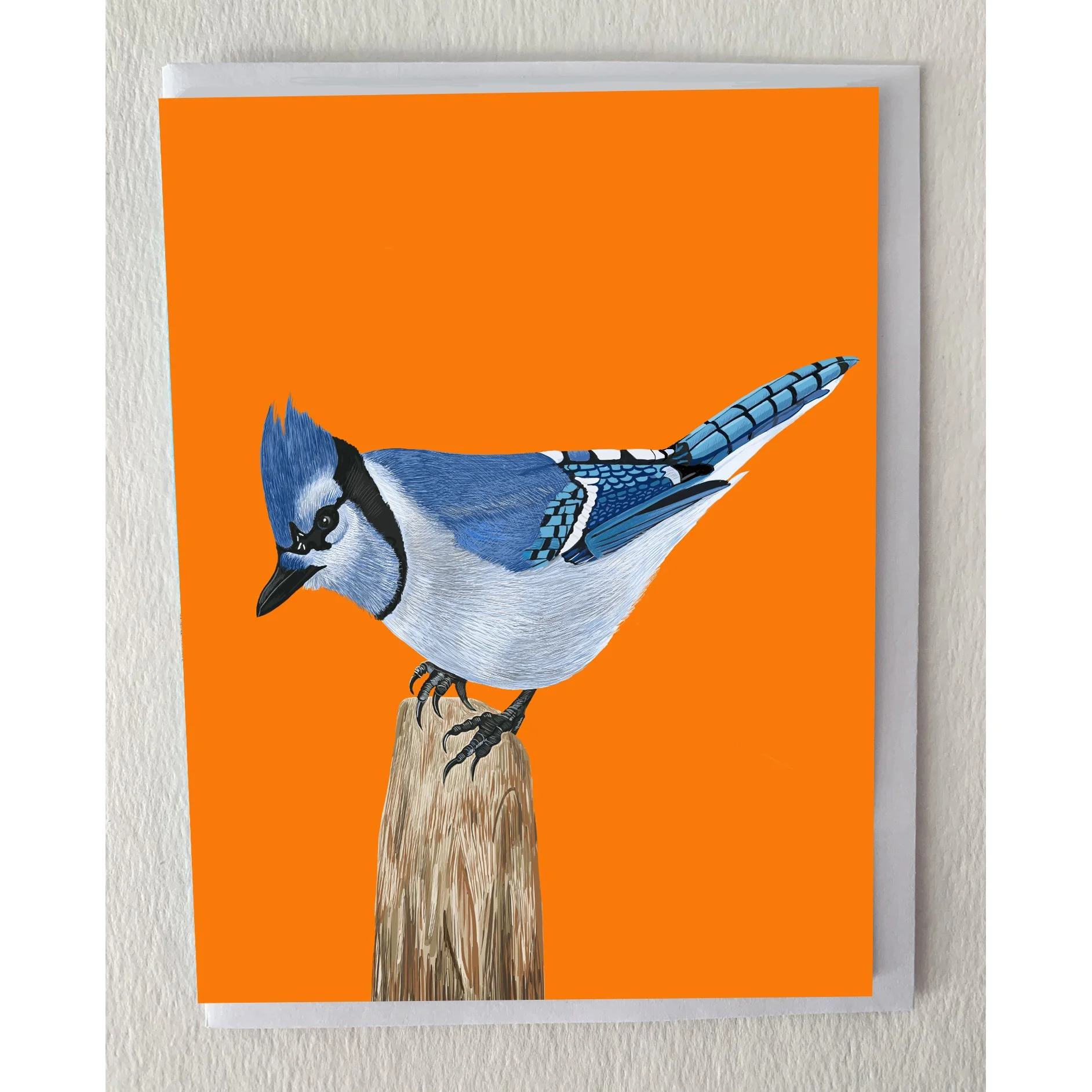 Blue Jay on Tree Stump Bird Greeting Card